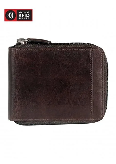 Mancini CASABLANCA Collection Men's Zippered Wallet with Removable Passcase (RFID Secure)