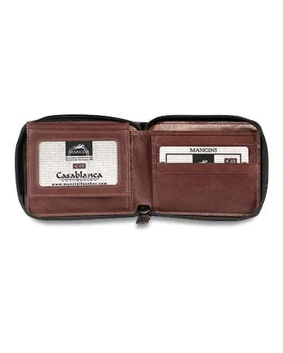 Mancini CASABLANCA Collection Men's Zippered Wallet with Removable Passcase (RFID Secure)