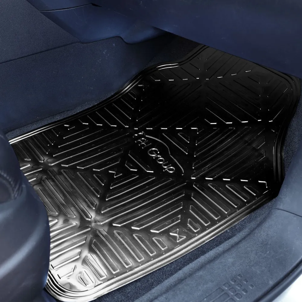 Metallic Finish Non-Slip Rubber Backing Floor Mats - Full Set Silver