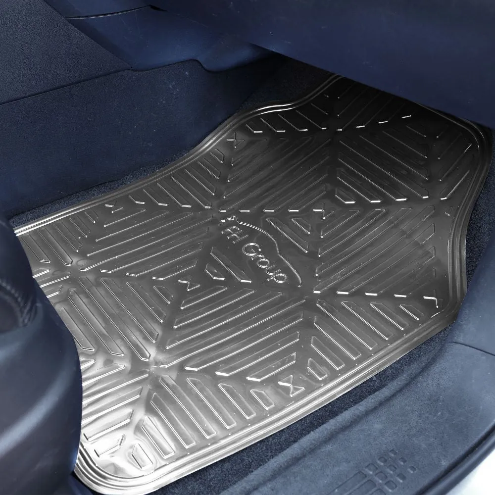 Metallic Finish Non-Slip Rubber Backing Floor Mats - Full Set Silver