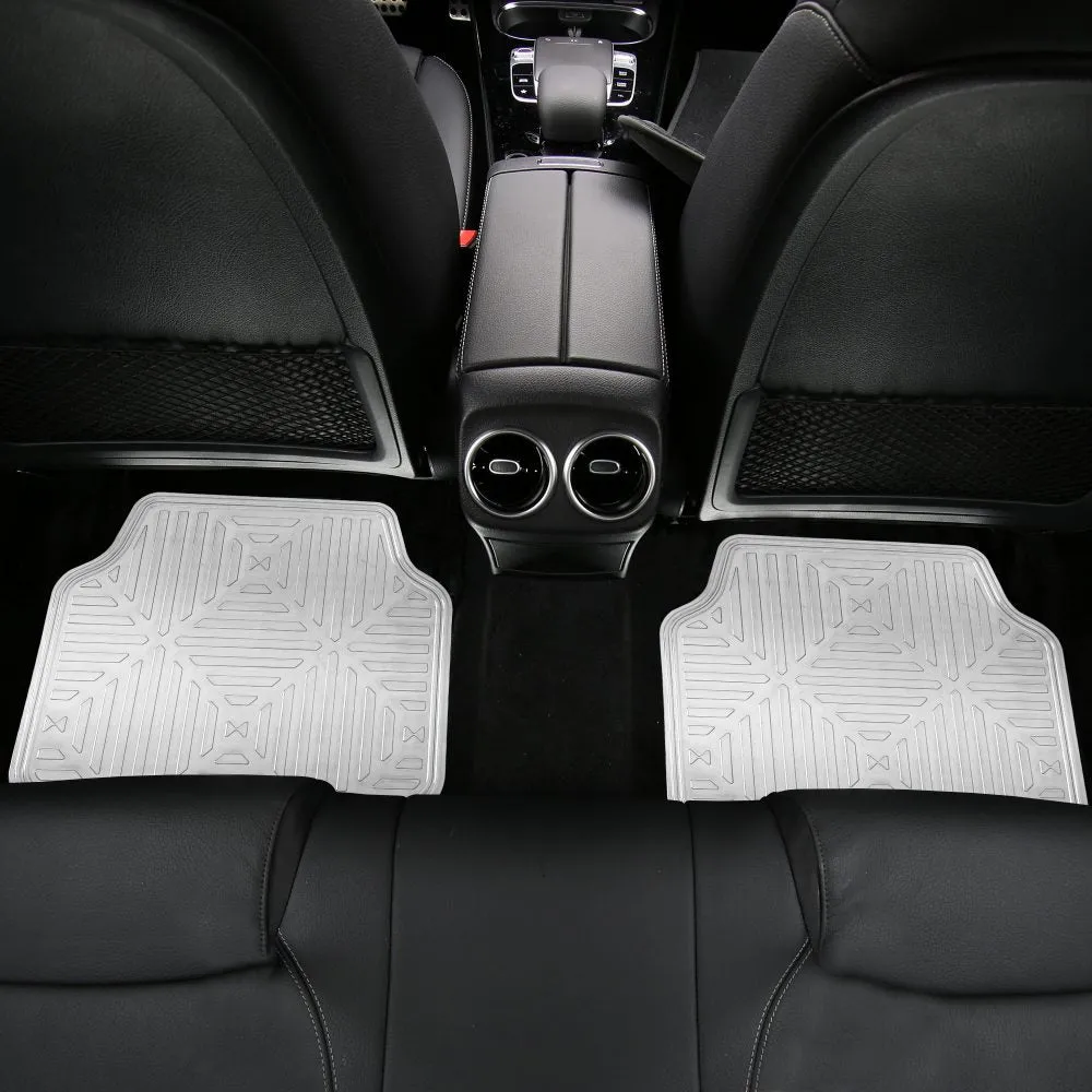 Metallic Finish Non-Slip Rubber Backing Floor Mats - Full Set Silver