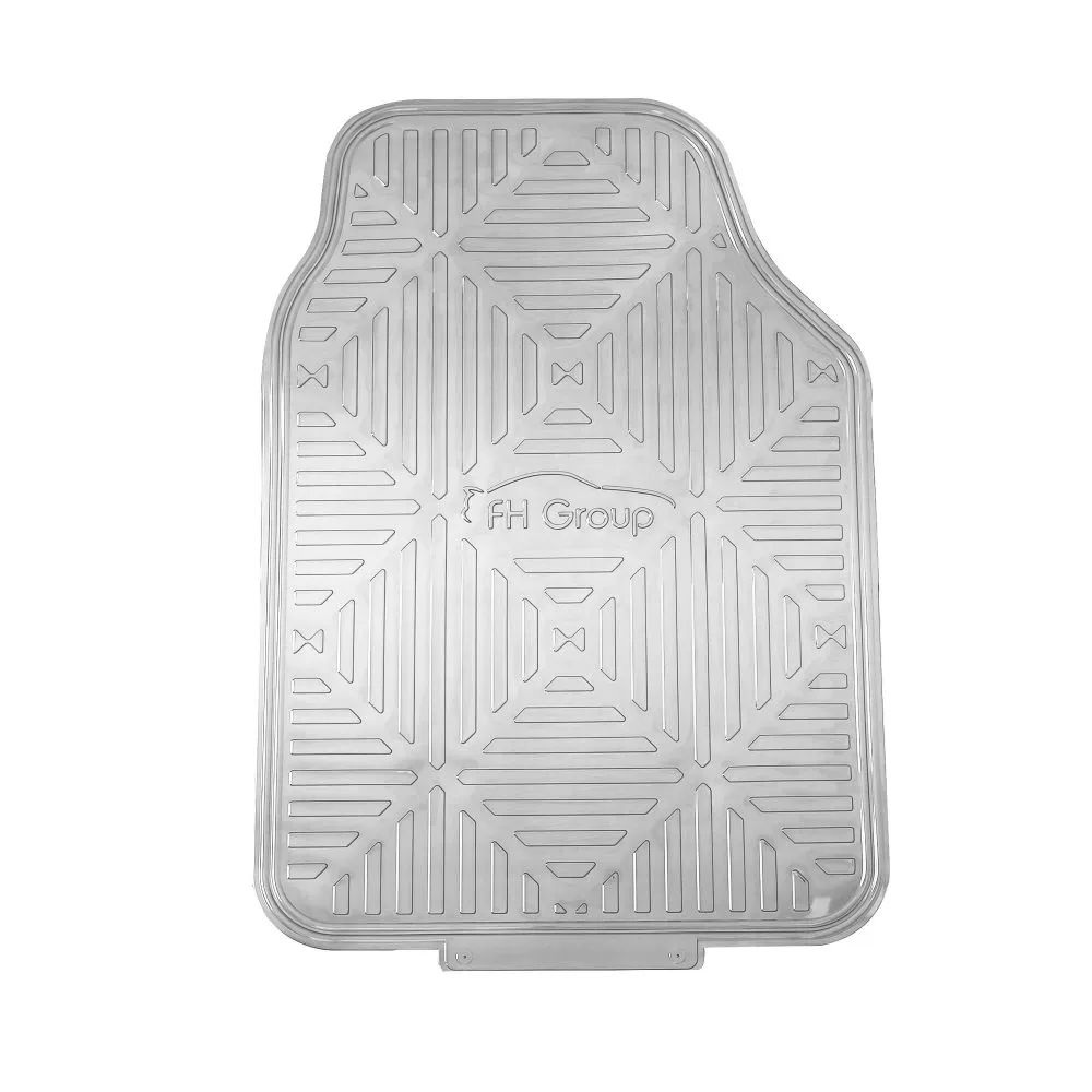 Metallic Finish Non-Slip Rubber Backing Floor Mats - Full Set Silver