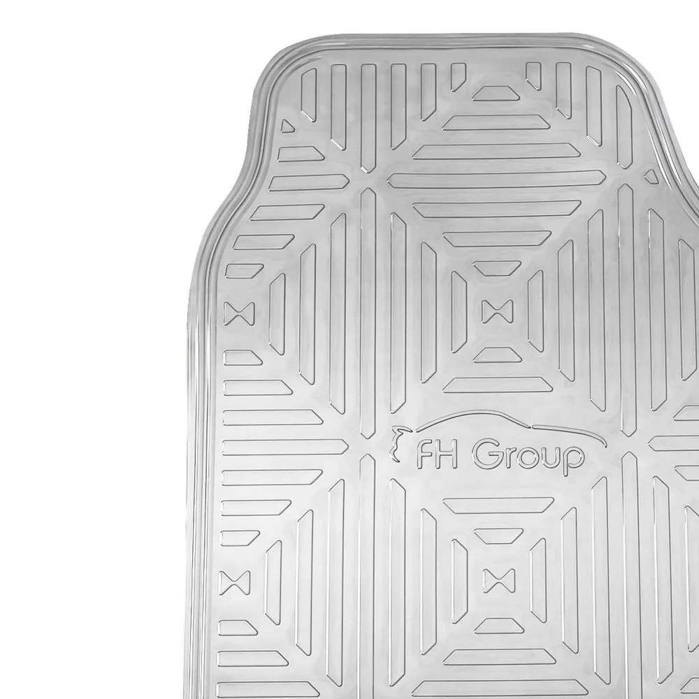 Metallic Finish Non-Slip Rubber Backing Floor Mats - Full Set Silver