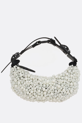Micro Half Moon handbag with pearls