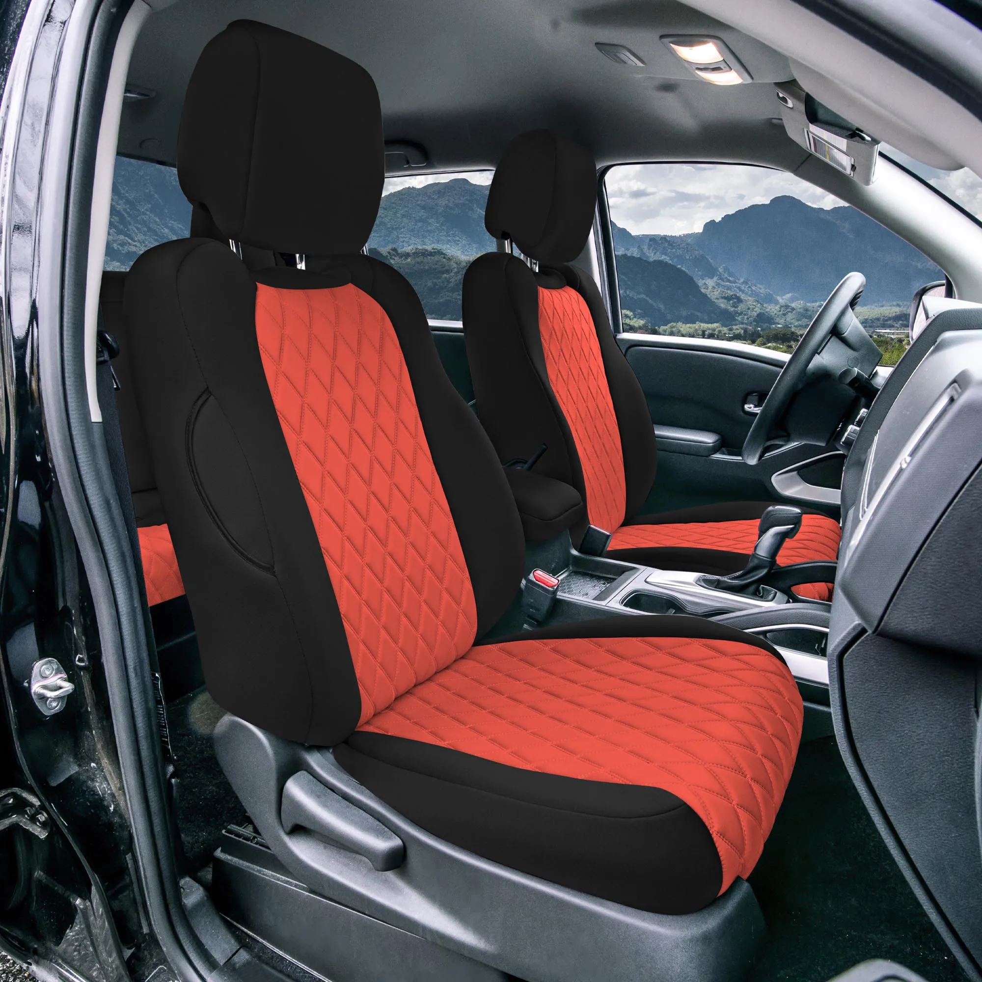 Nissan Frontier - 2022-2024 - Front Set Seat Covers - Red Ultraflex Neoprene
