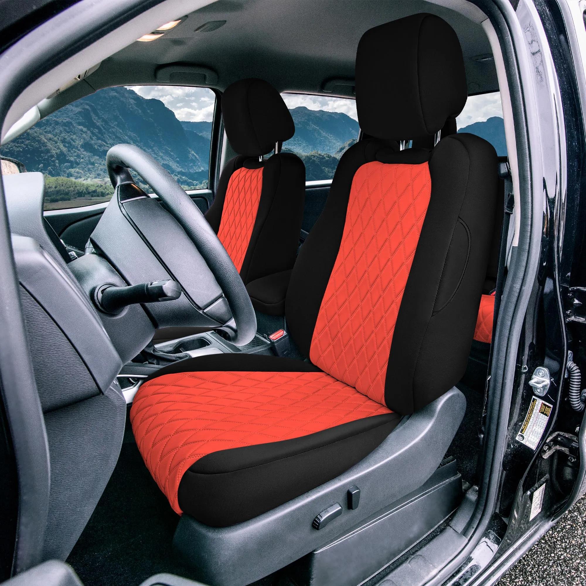 Nissan Frontier - 2022-2024 - Front Set Seat Covers - Red Ultraflex Neoprene