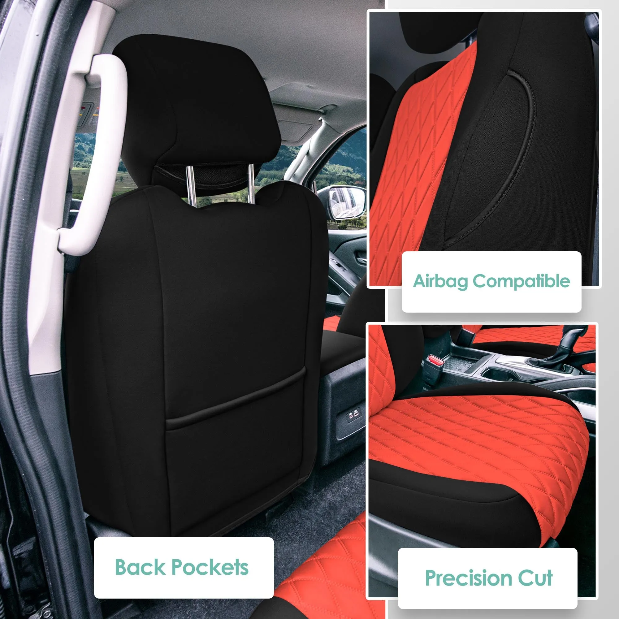 Nissan Frontier - 2022-2024 - Front Set Seat Covers - Red Ultraflex Neoprene