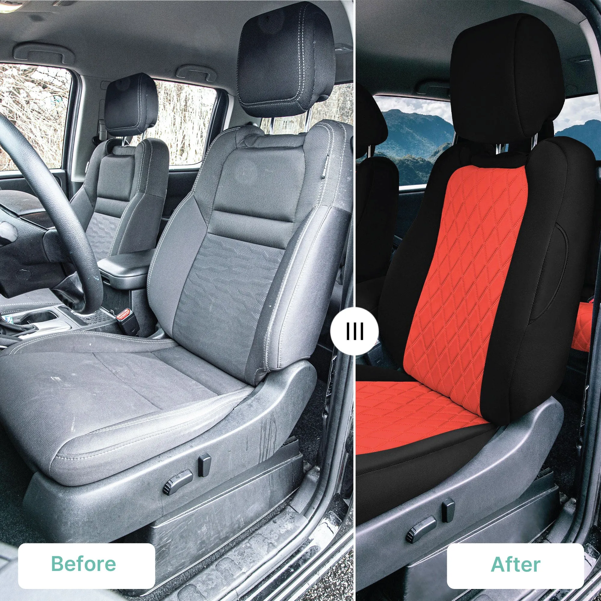 Nissan Frontier - 2022-2024 - Front Set Seat Covers - Red Ultraflex Neoprene