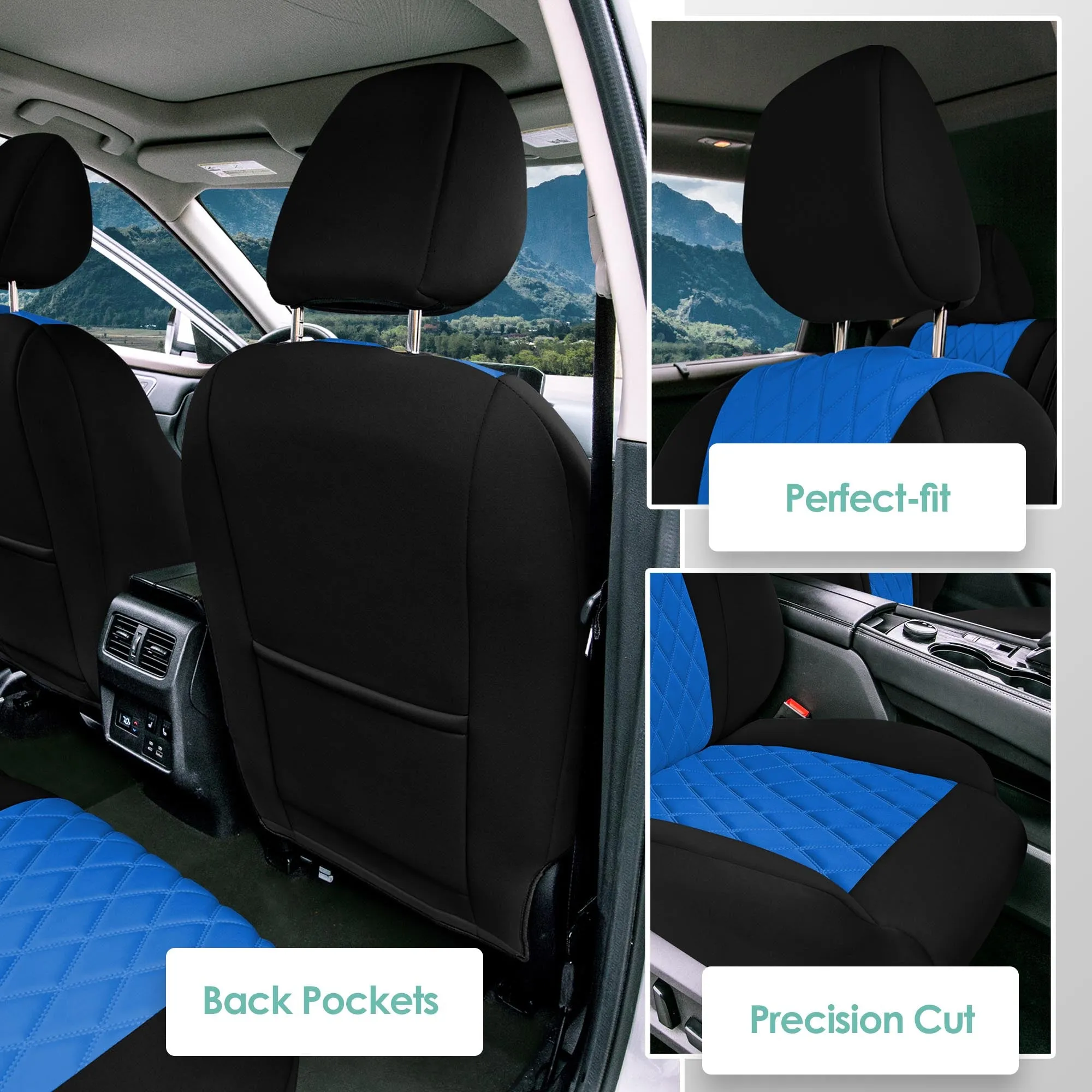 Nissan Rogue - 2021-2024 - Front Set Seat Covers - Blue Ultraflex Neoprene