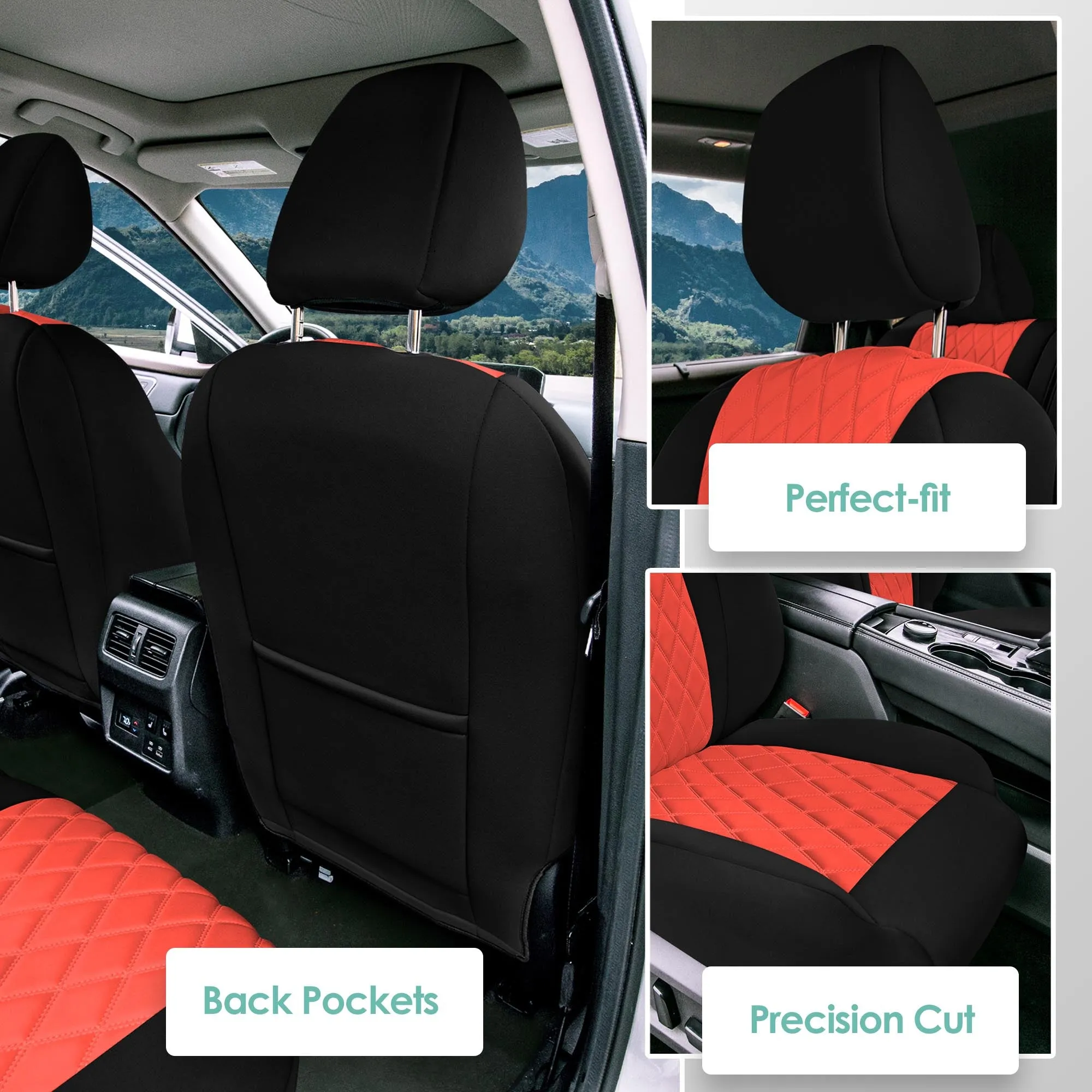 Nissan Rogue - 2021-2024 - Front Set Seat Covers - Red Ultraflex Neoprene