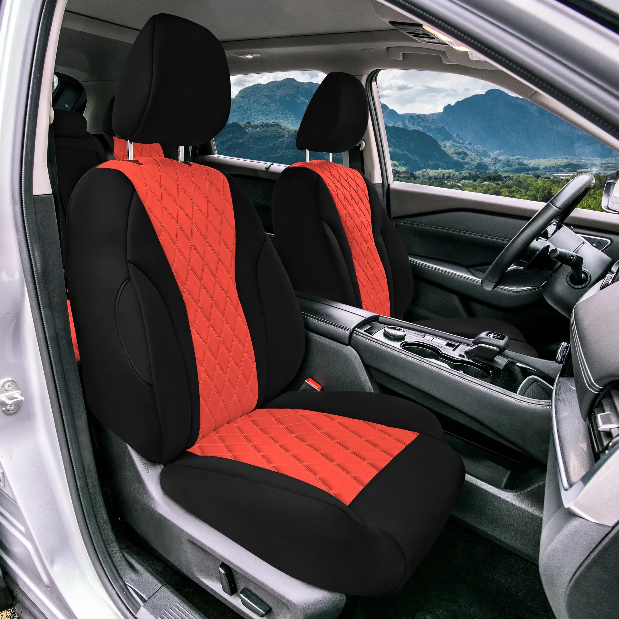 Nissan Rogue - 2021-2024 - Front Set Seat Covers - Red Ultraflex Neoprene