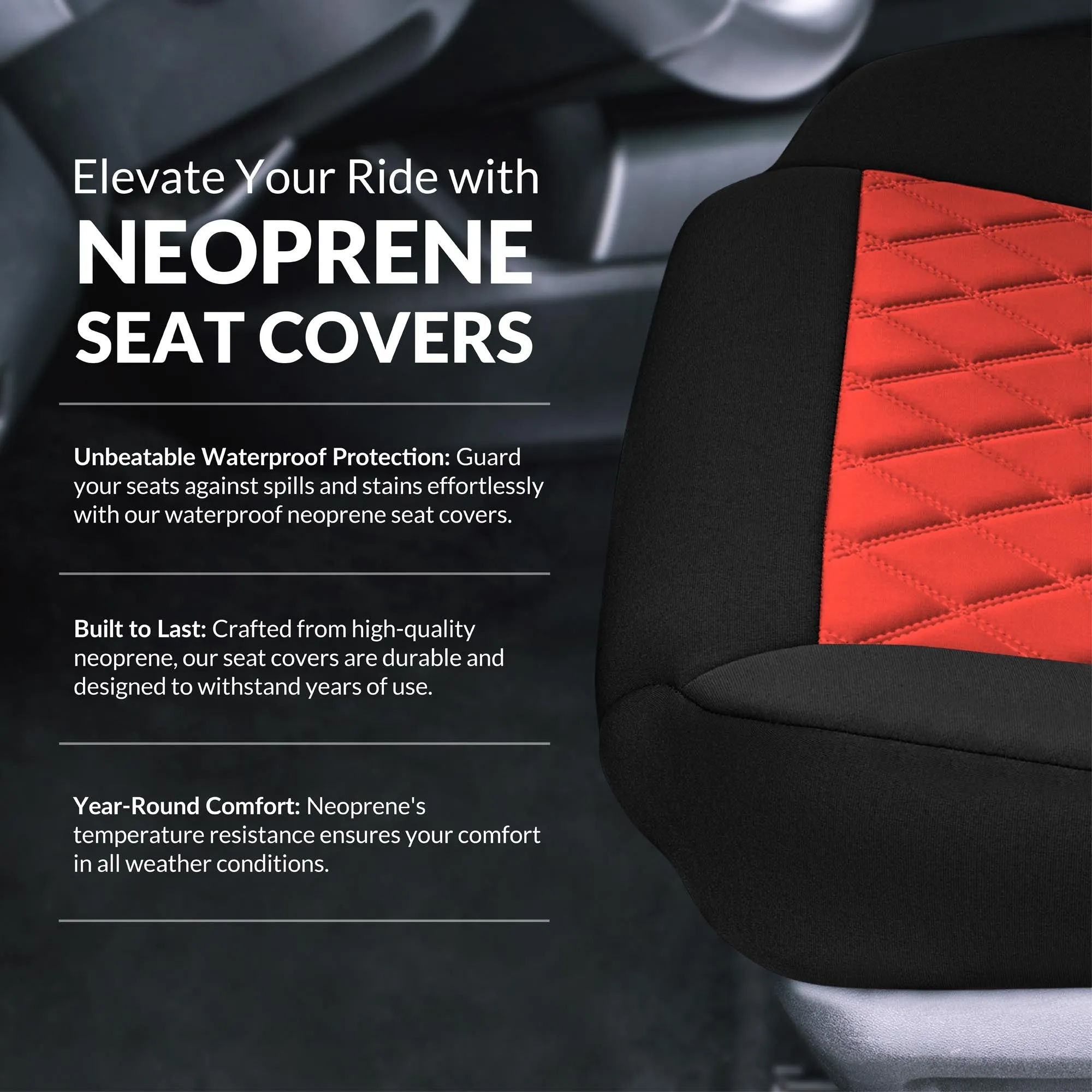 Nissan Rogue - 2021-2024 - Front Set Seat Covers - Red Ultraflex Neoprene