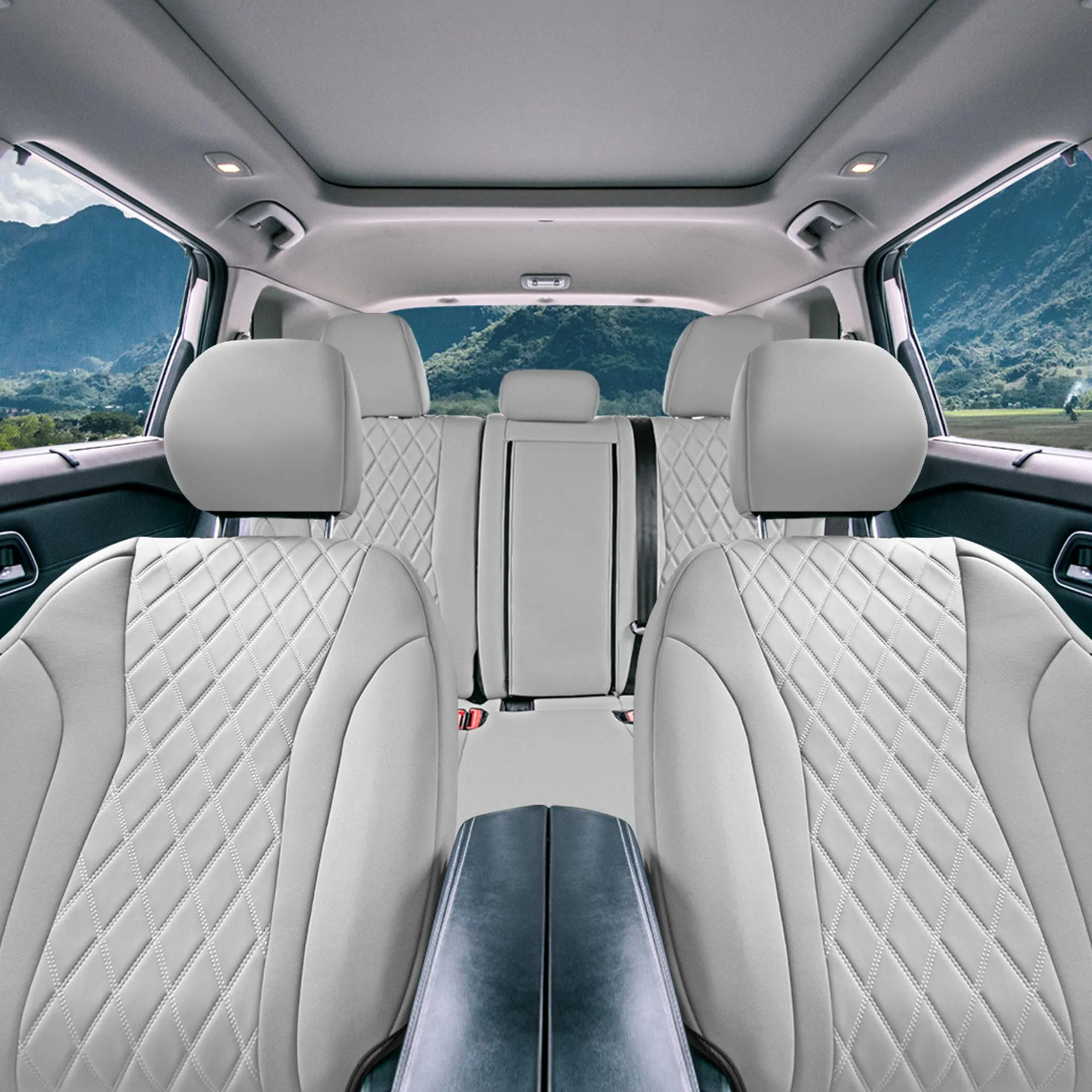 Nissan Rogue - 2021-2024 - Full Set Seat Covers - Solid Gray Ultraflex Neoprene