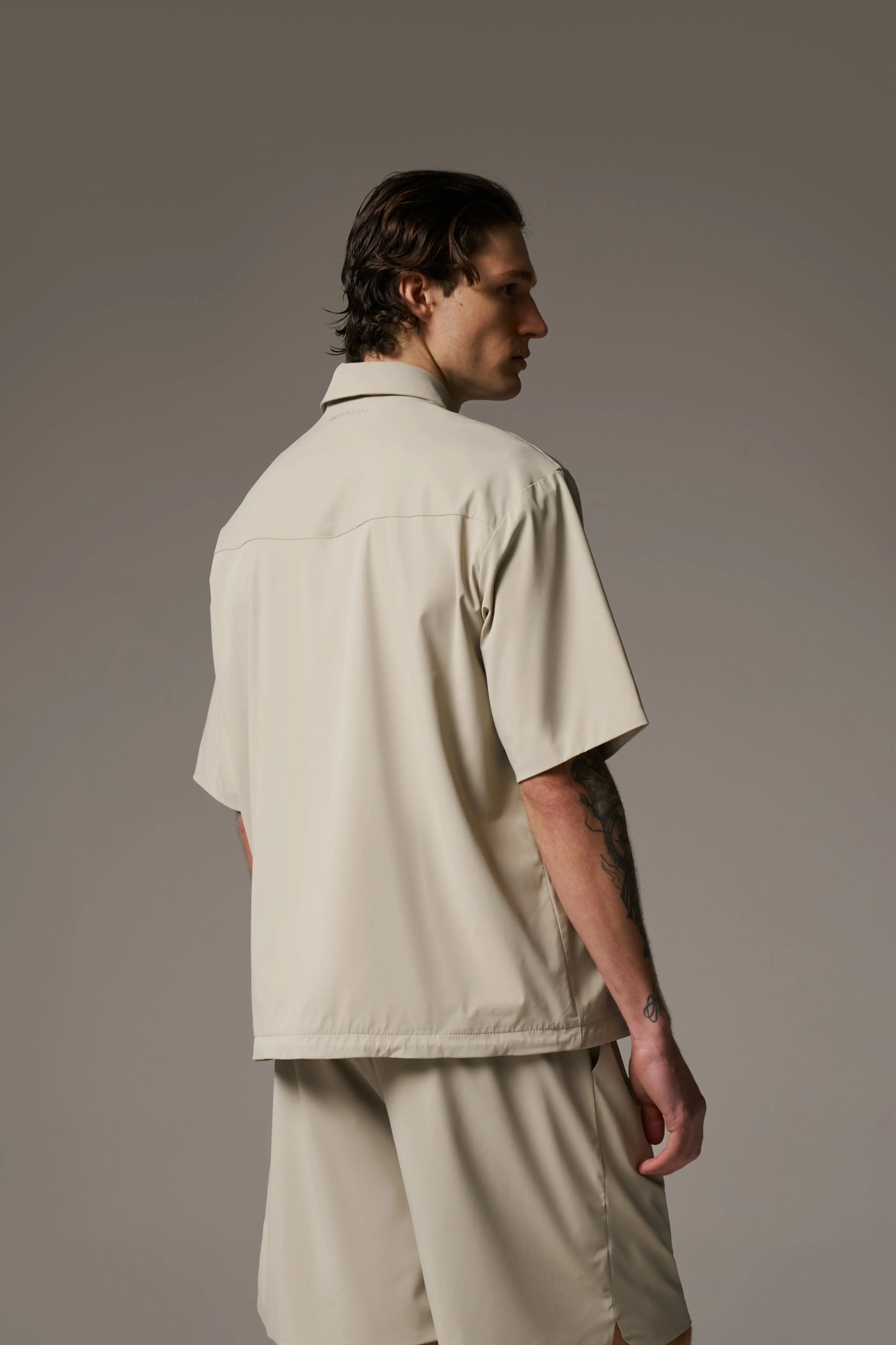 NYLON DRAWCORD SHIRT - GREY