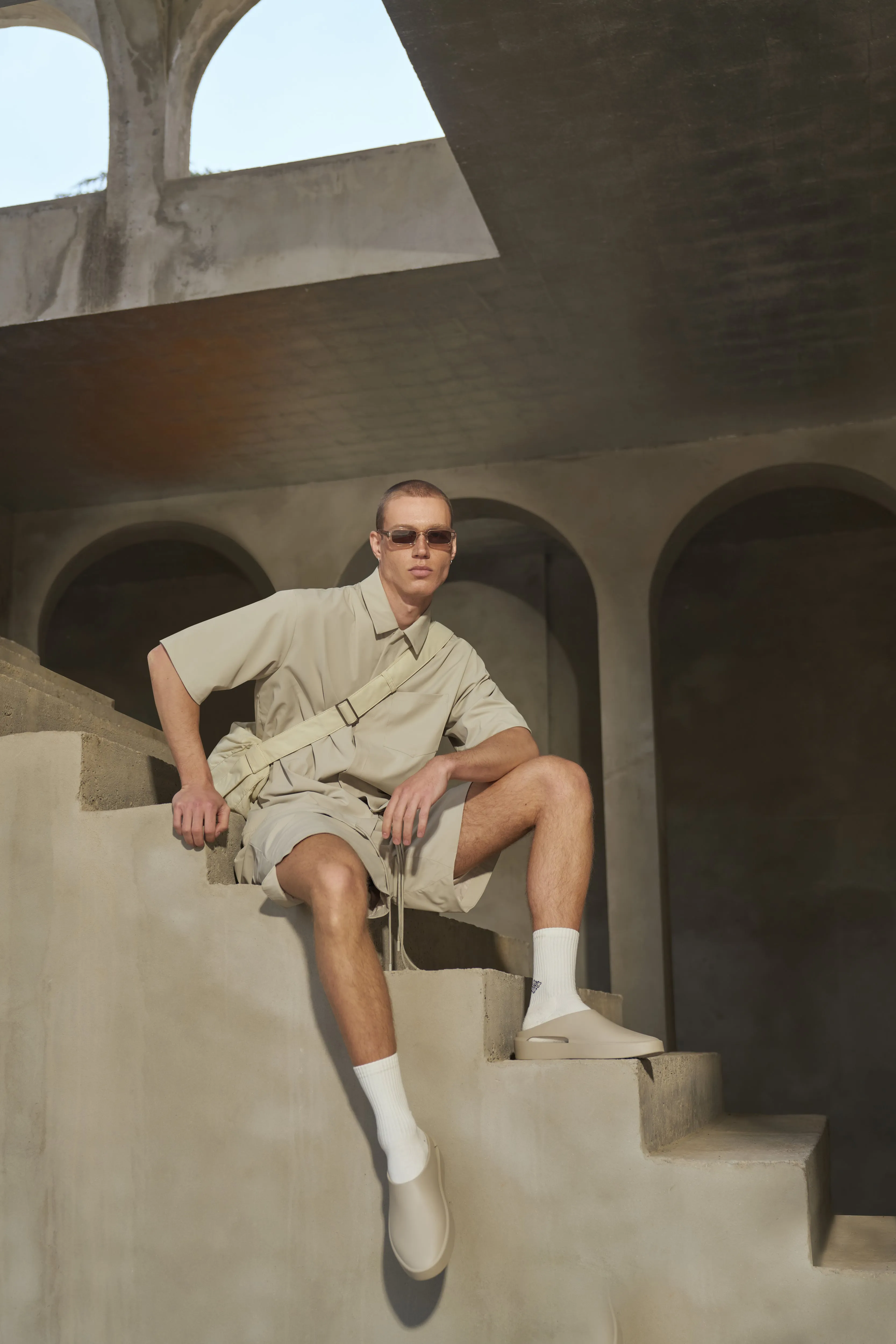 NYLON DRAWCORD SHIRT - GREY