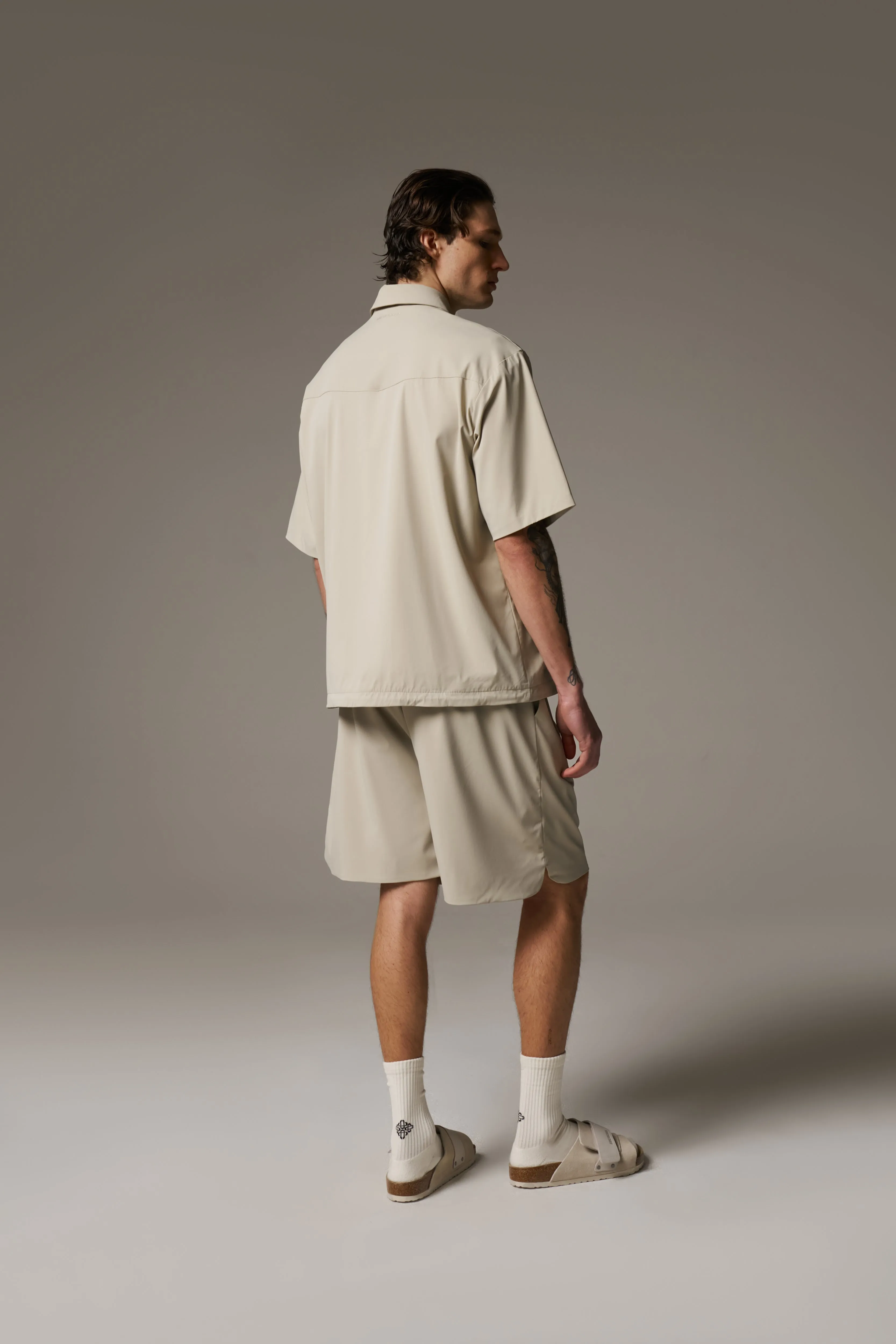 NYLON DRAWCORD SHIRT - GREY