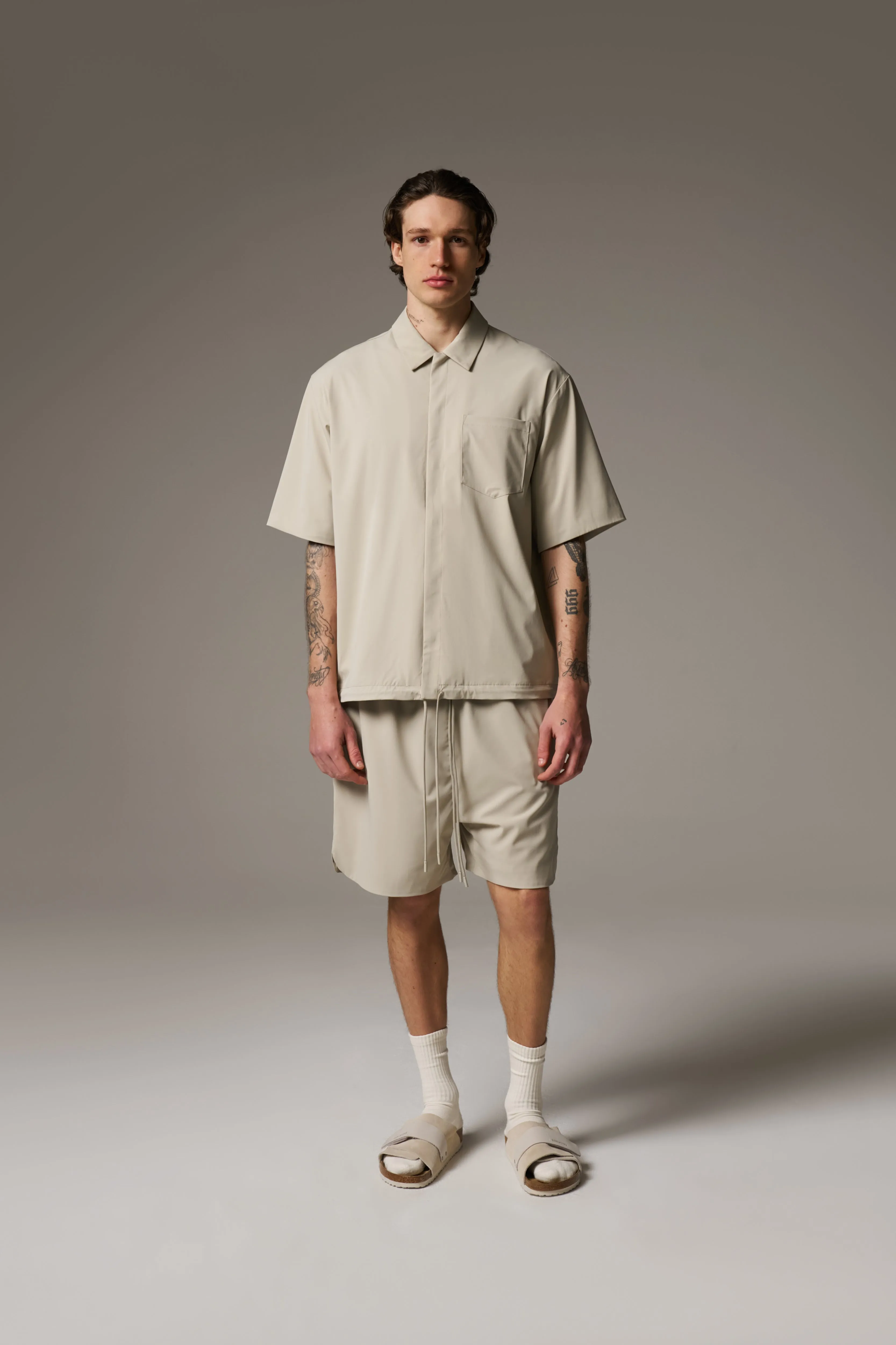 NYLON DRAWCORD SHIRT - GREY