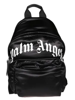 Palm Angels Curved Logo Print Backpack