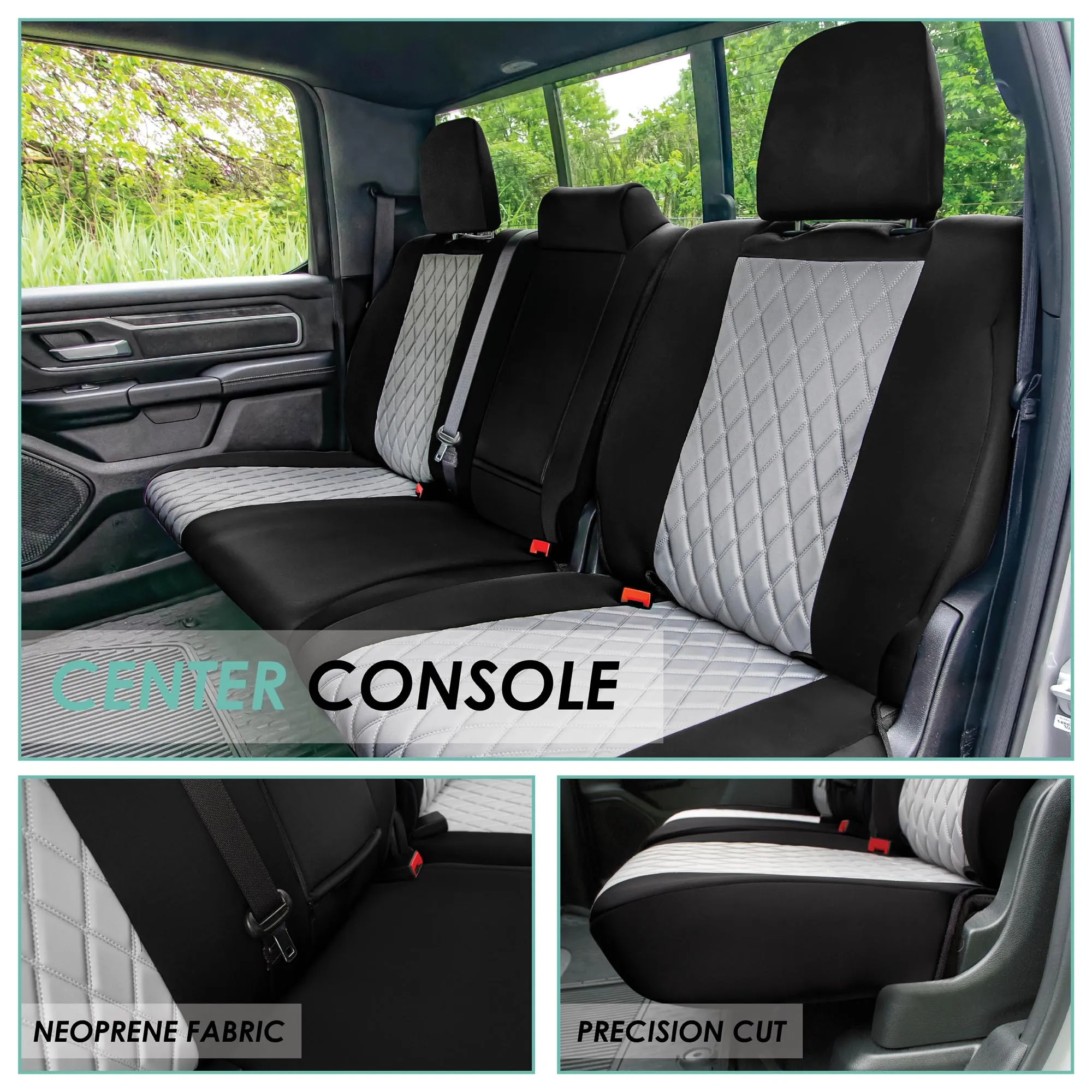 Ram 1500 2019-2024 - Rear Set Seat Covers - Gray Ultraflex Neoprene