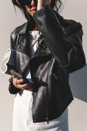 Salem Faux Leather Moto Jacket - Black