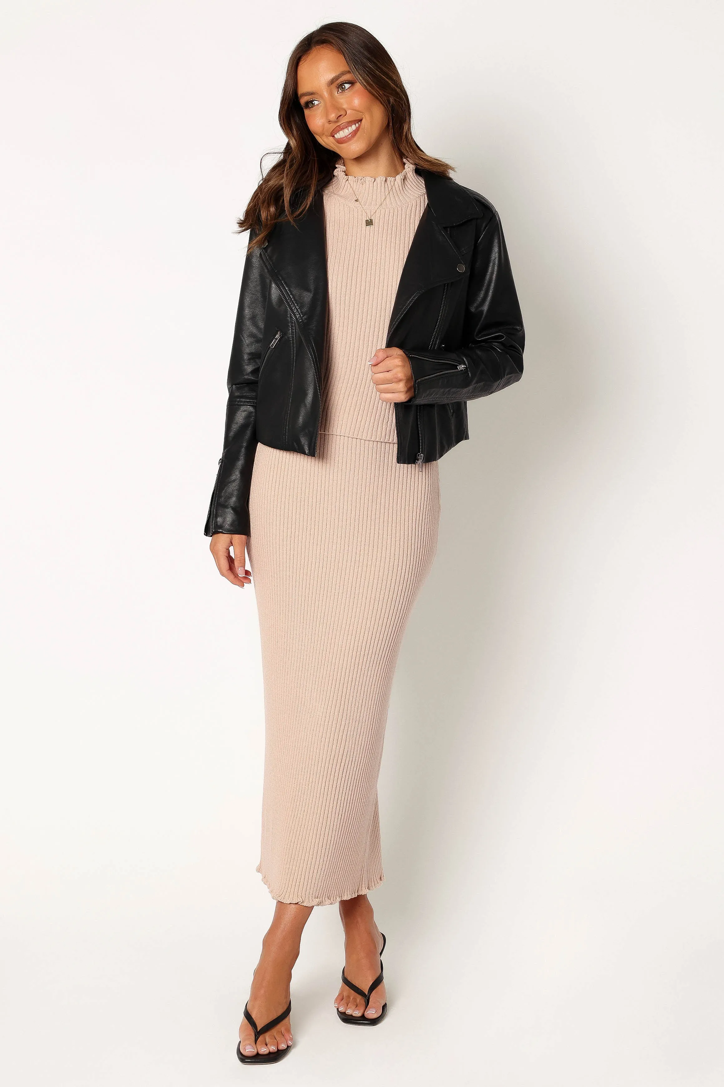 Salem Faux Leather Moto Jacket - Black