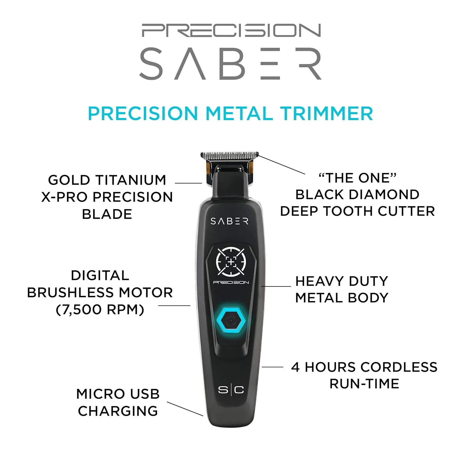 StyleCraft Saber Professional Cordless Precision Trimmer - Black