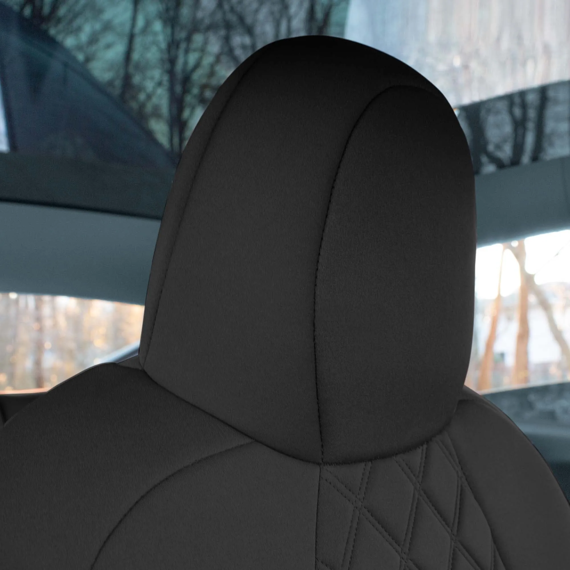 Tesla Model Y 2020 - 2024 - Front Set Seat Covers - Black Ultraflex Neoprene