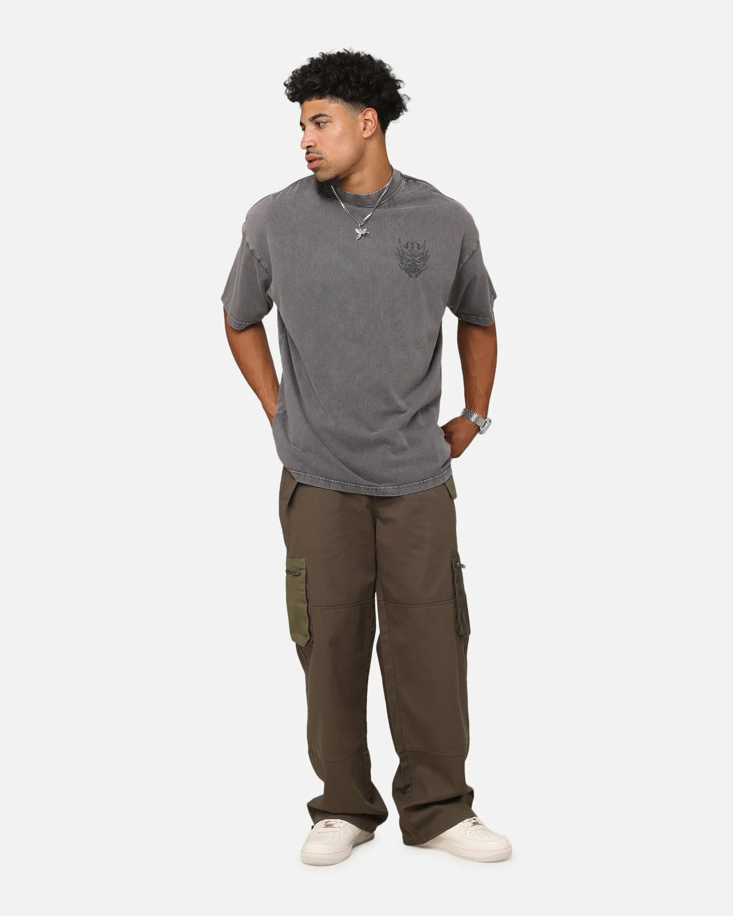 The Anti Order Akuma Mock Neck T-Shirt Washed Charcoal