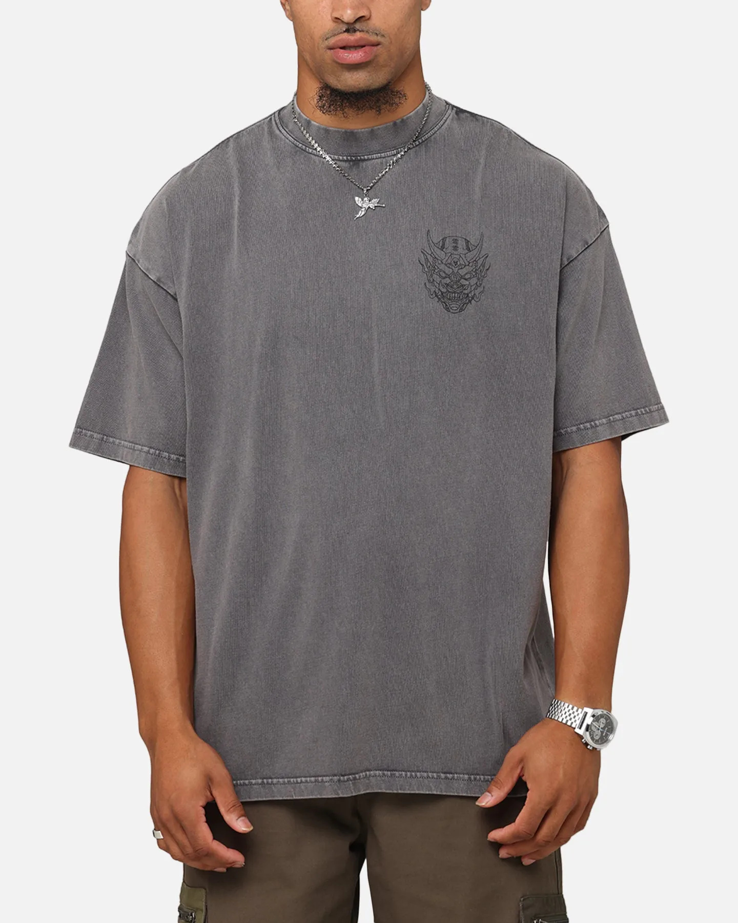 The Anti Order Akuma Mock Neck T-Shirt Washed Charcoal