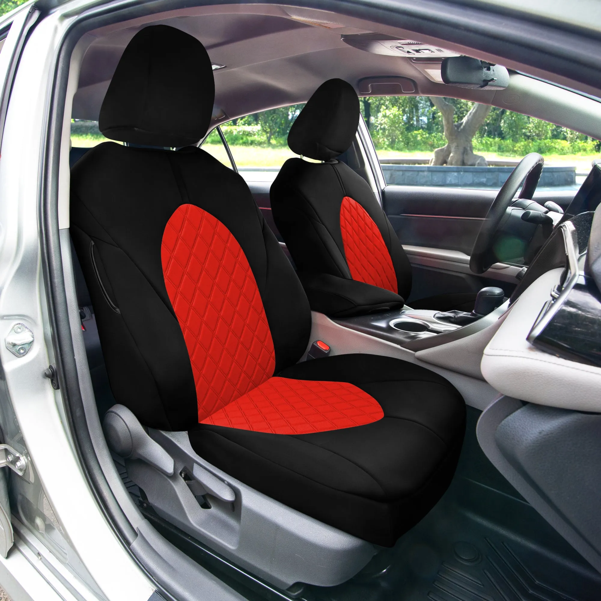 Toyota Camry 2018 - 2024  - Front Set Seat Covers - Red Ultraflex Neoprene