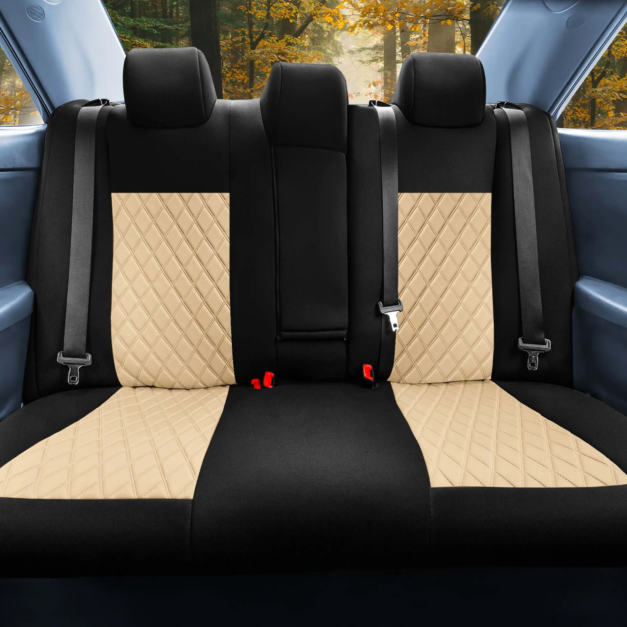 Toyota Camry LE | SE | XSE | XLE  2012-2017 - Rear Set Seat Covers - Beige Ultraflex Neoprene