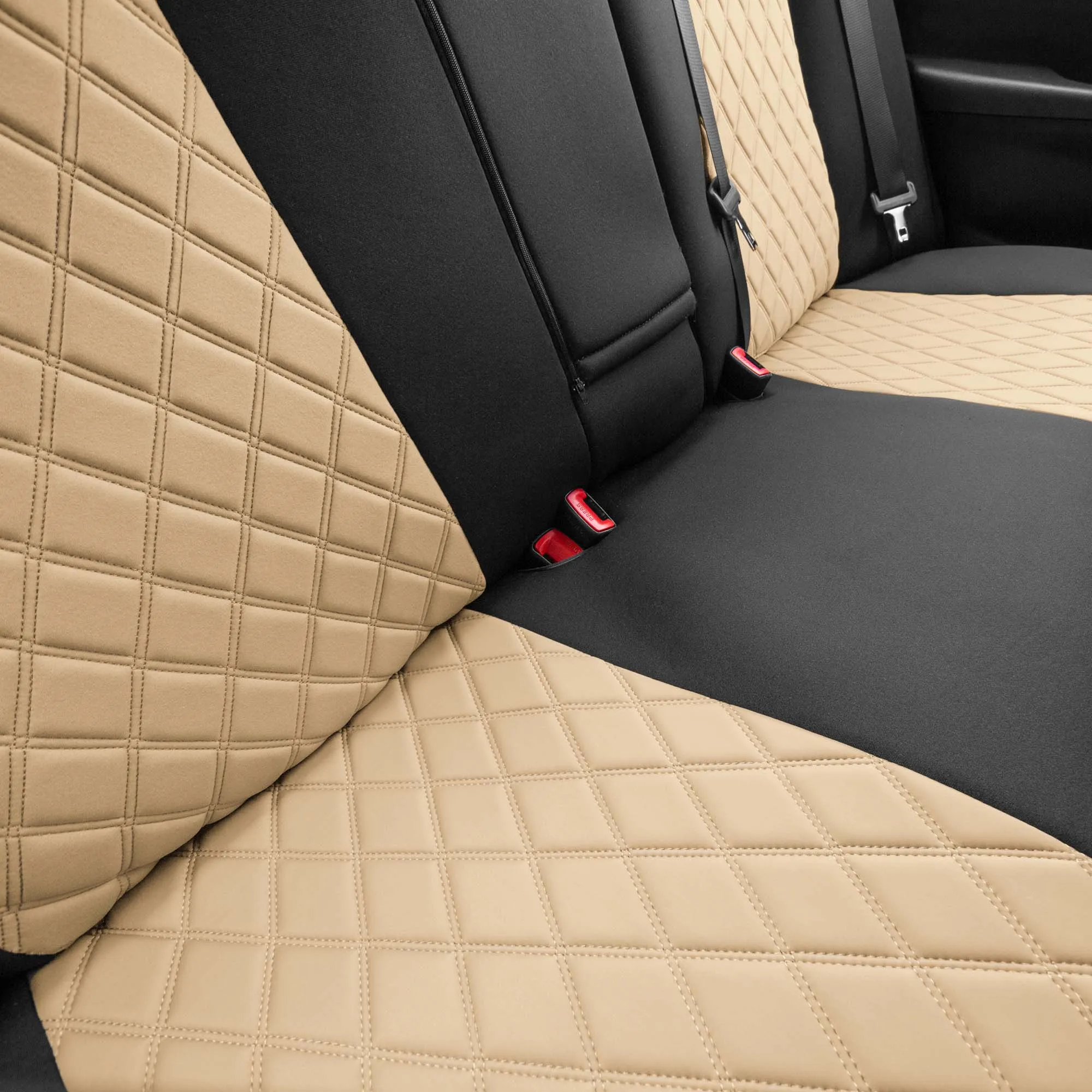 Toyota Camry LE | SE | XSE | XLE  2012-2017 - Rear Set Seat Covers - Beige Ultraflex Neoprene