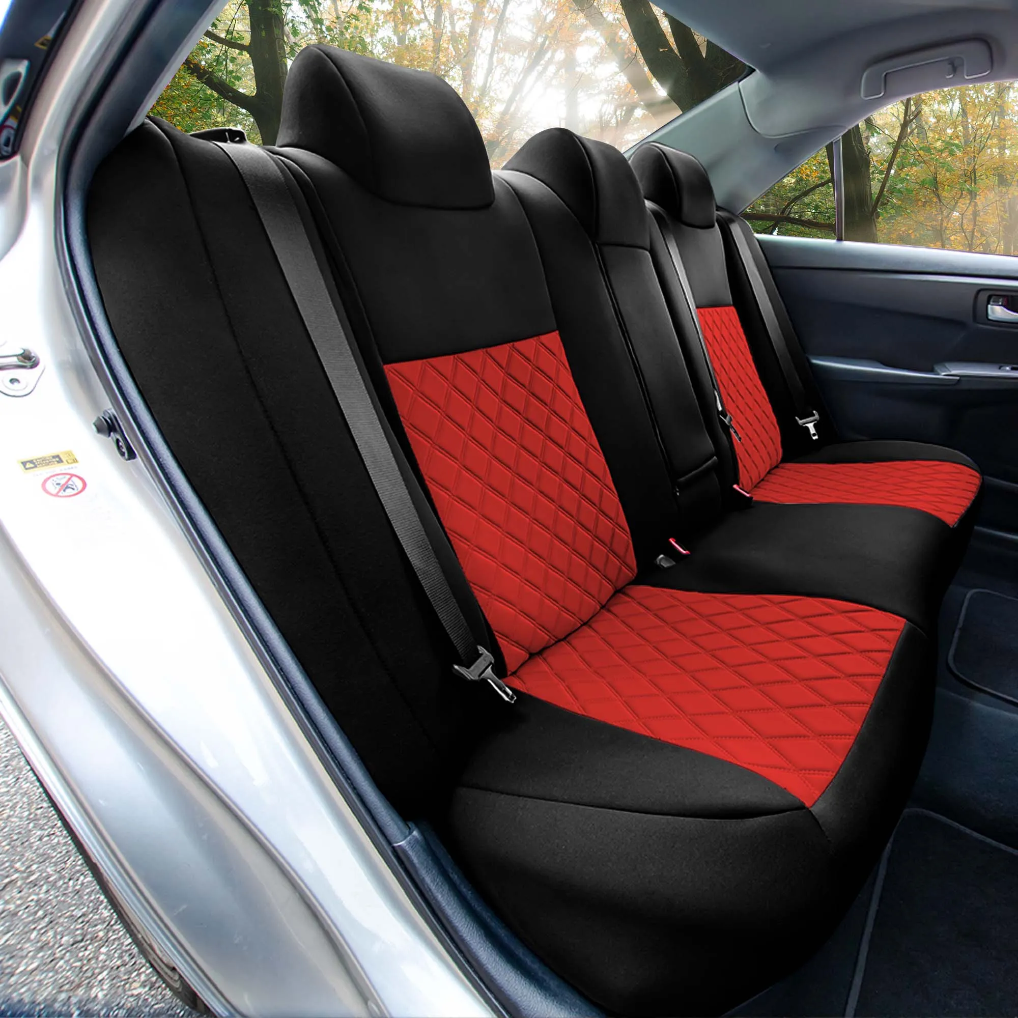 Toyota Camry LE | SE | XSE | XLE  2012-2017 - Rear Set Seat Covers - Red Ultraflex Neoprene