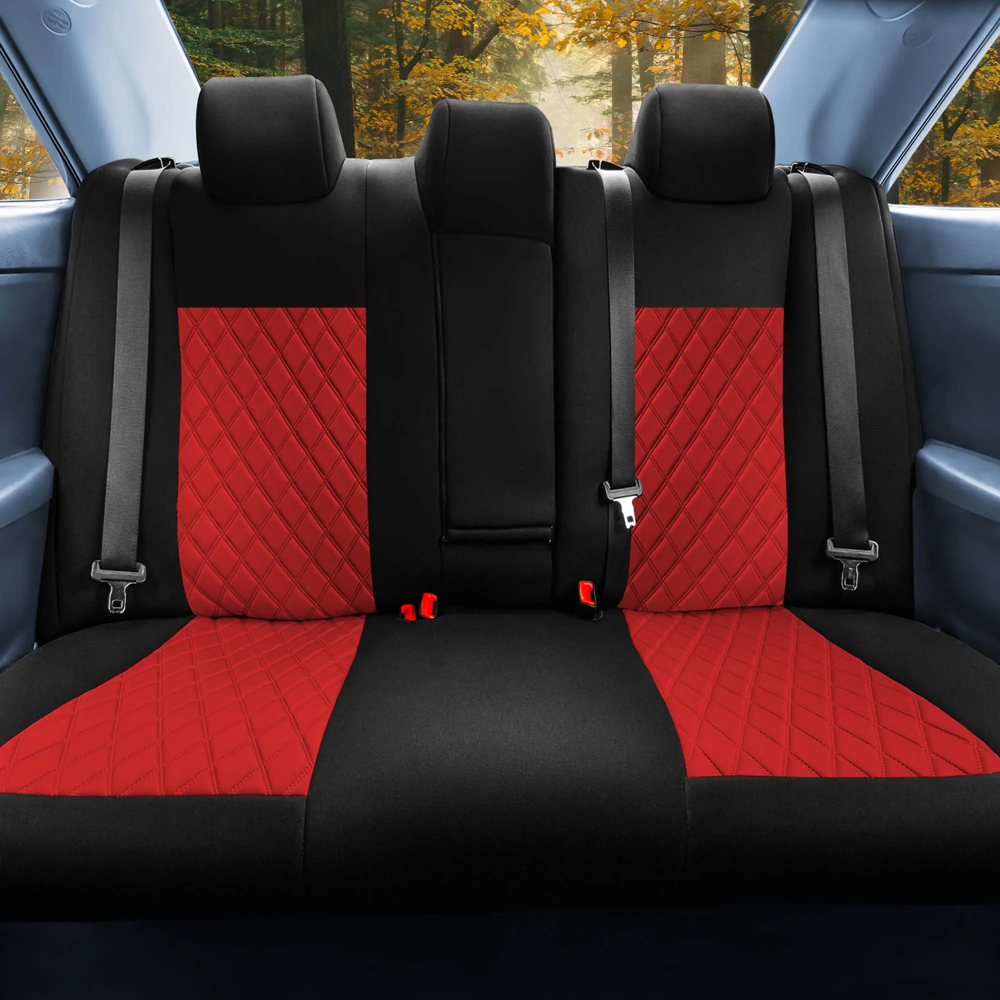 Toyota Camry LE | SE | XSE | XLE  2012-2017 - Rear Set Seat Covers - Red Ultraflex Neoprene
