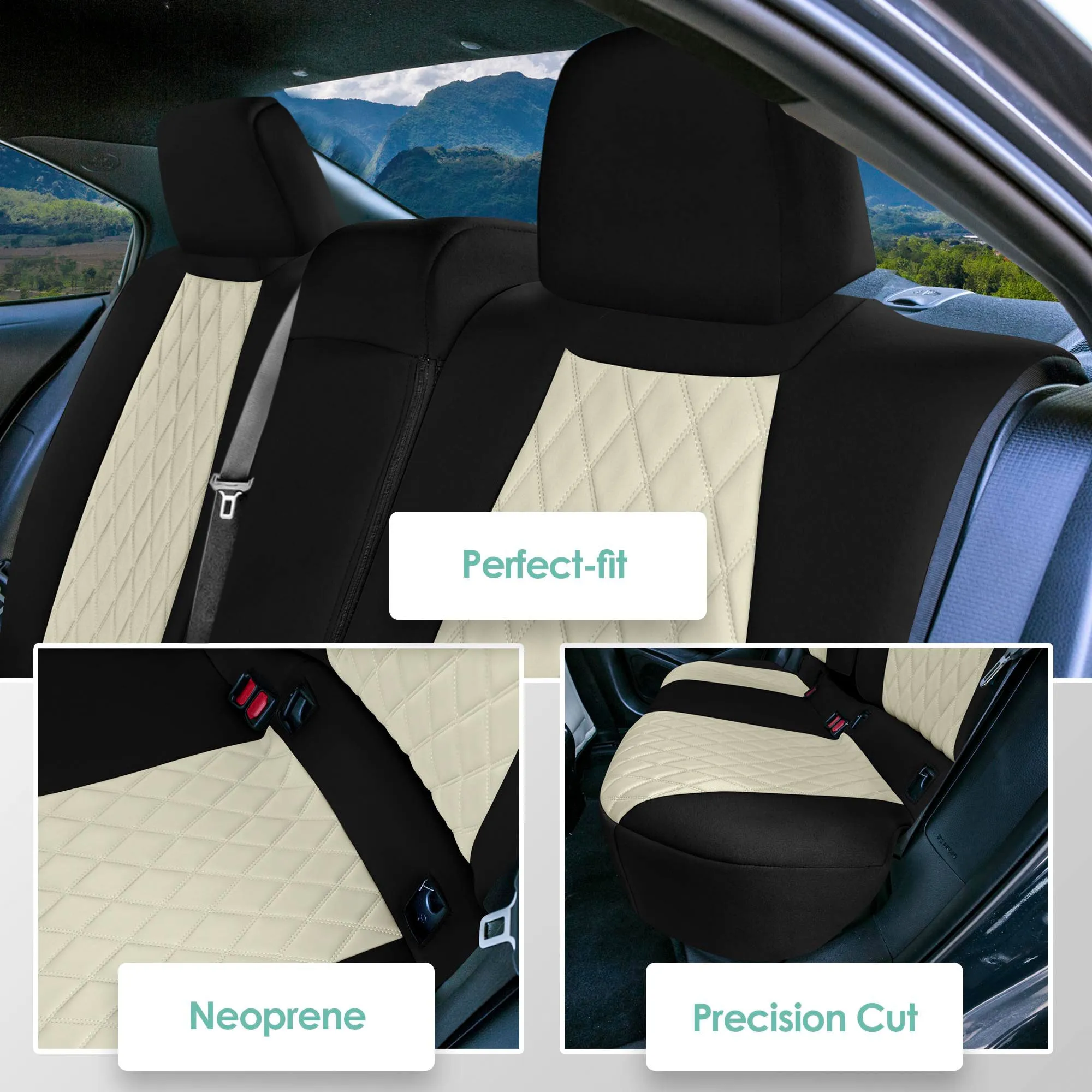 Toyota Corolla Cross - 2022-2024 - Rear Set Seat Covers - Beige Ultraflex Neoprene