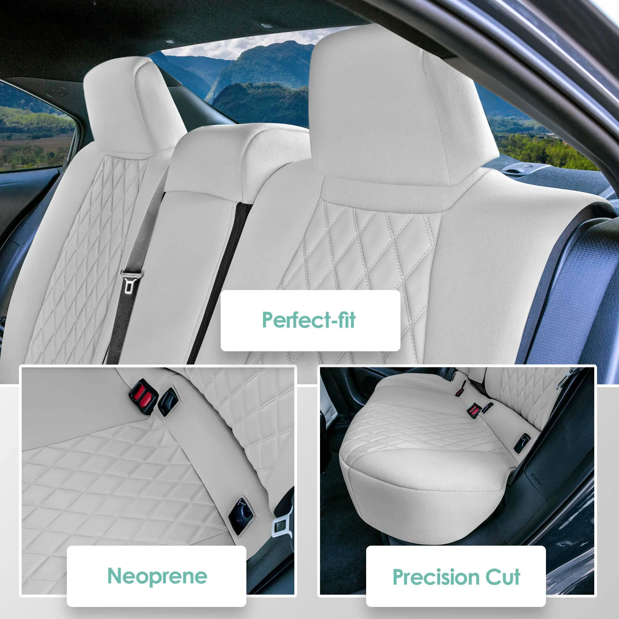 Toyota Corolla Cross - 2022-2024 - Rear Set Seat Covers - Solid Gray Ultraflex Neoprene