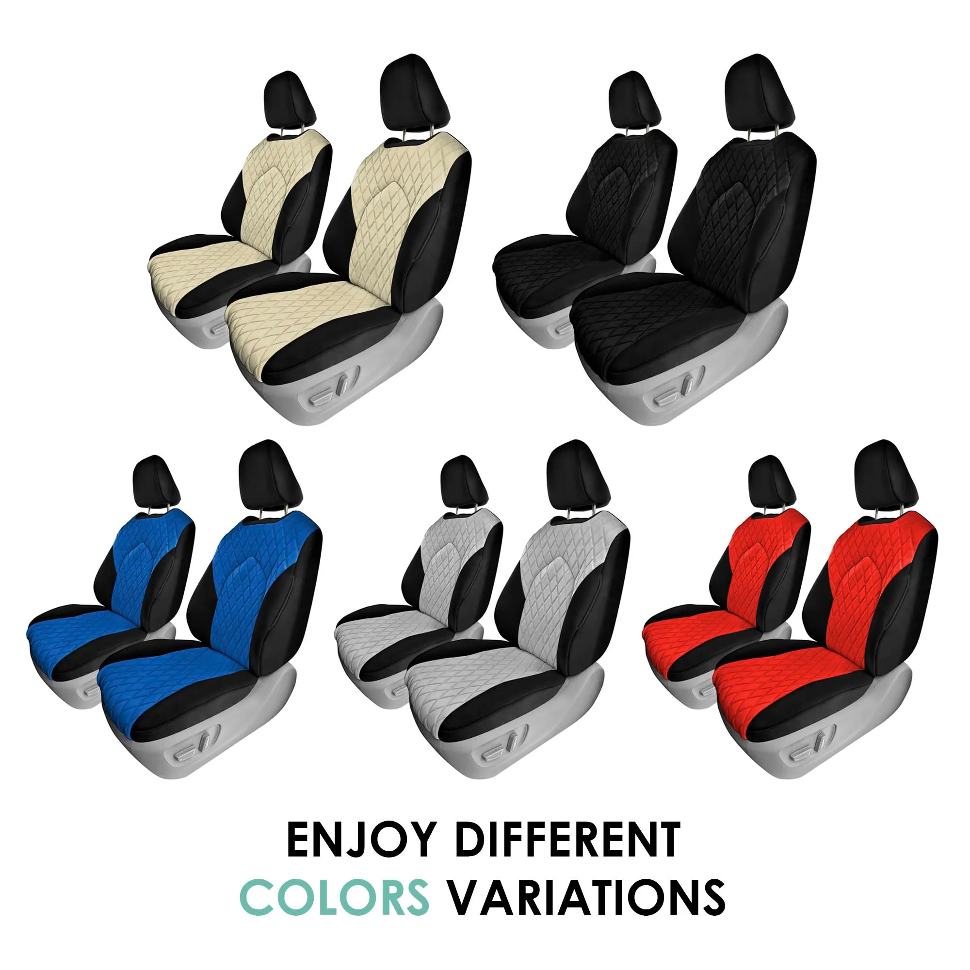 Toyota Highlander - 2020 - 2024  - Front Set Seat Covers - Black Ultraflex Neoprene