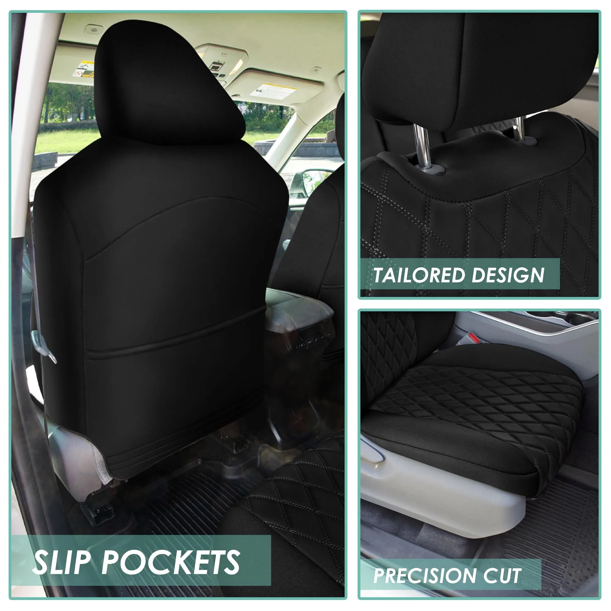 Toyota Highlander - 2020 - 2024  - Front Set Seat Covers - Black Ultraflex Neoprene