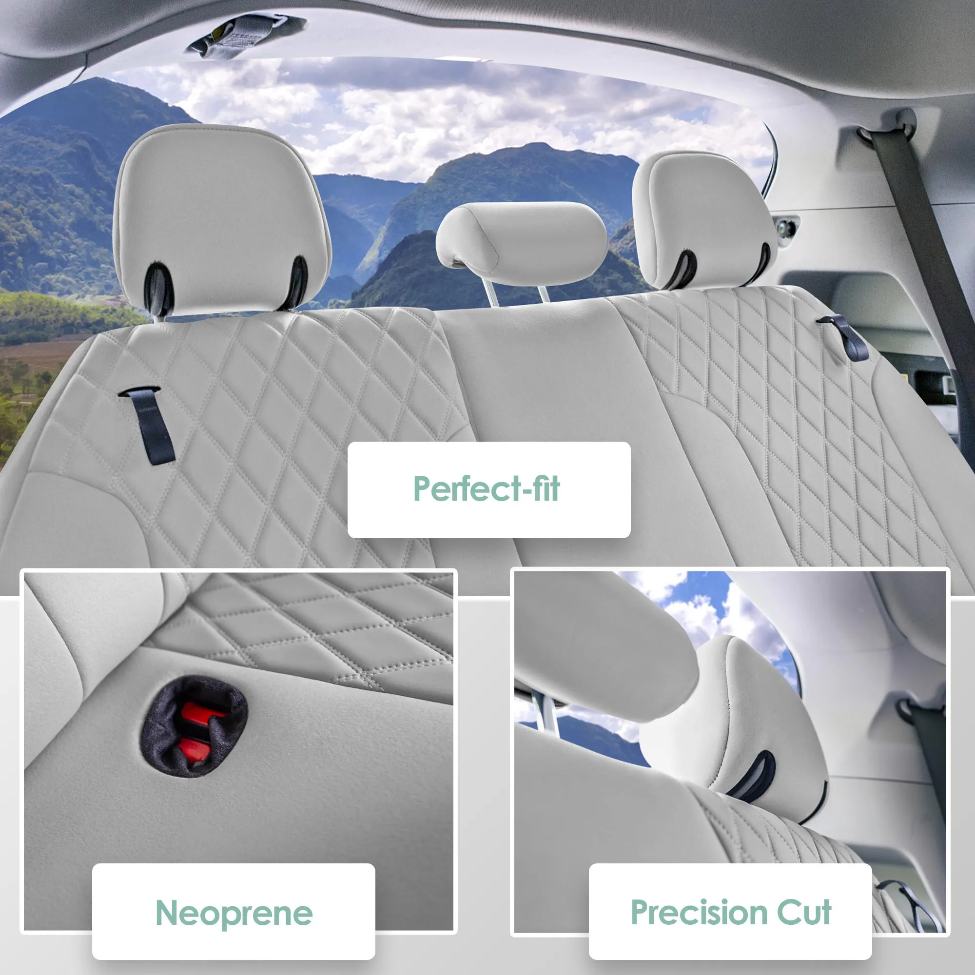 Toyota Sienna 2021 - 2024 - 3rd Row Set Seat Covers - Solid Gray Ultraflex Neoprene