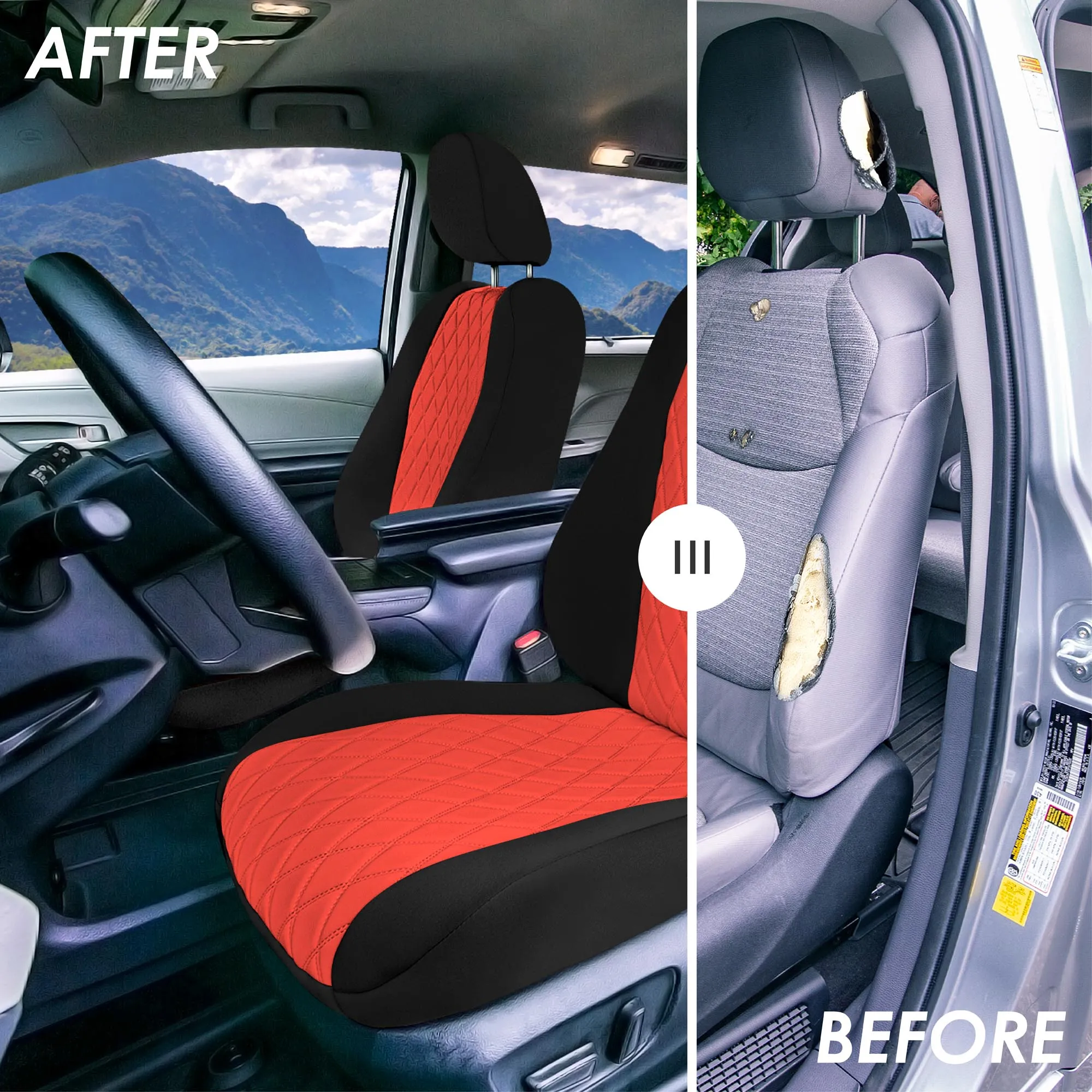 Toyota Sienna - 2021 - 2024 - Front Set Seat Covers - Red Ultraflex Neoprene