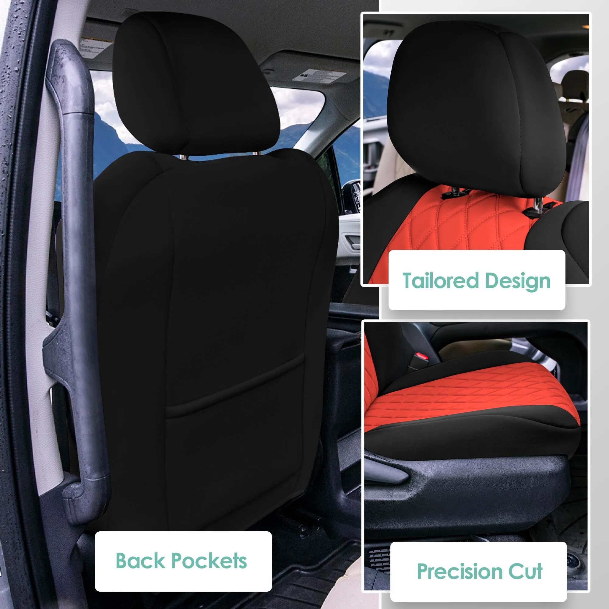 Toyota Sienna - 2021 - 2024 - Front Set Seat Covers - Red Ultraflex Neoprene