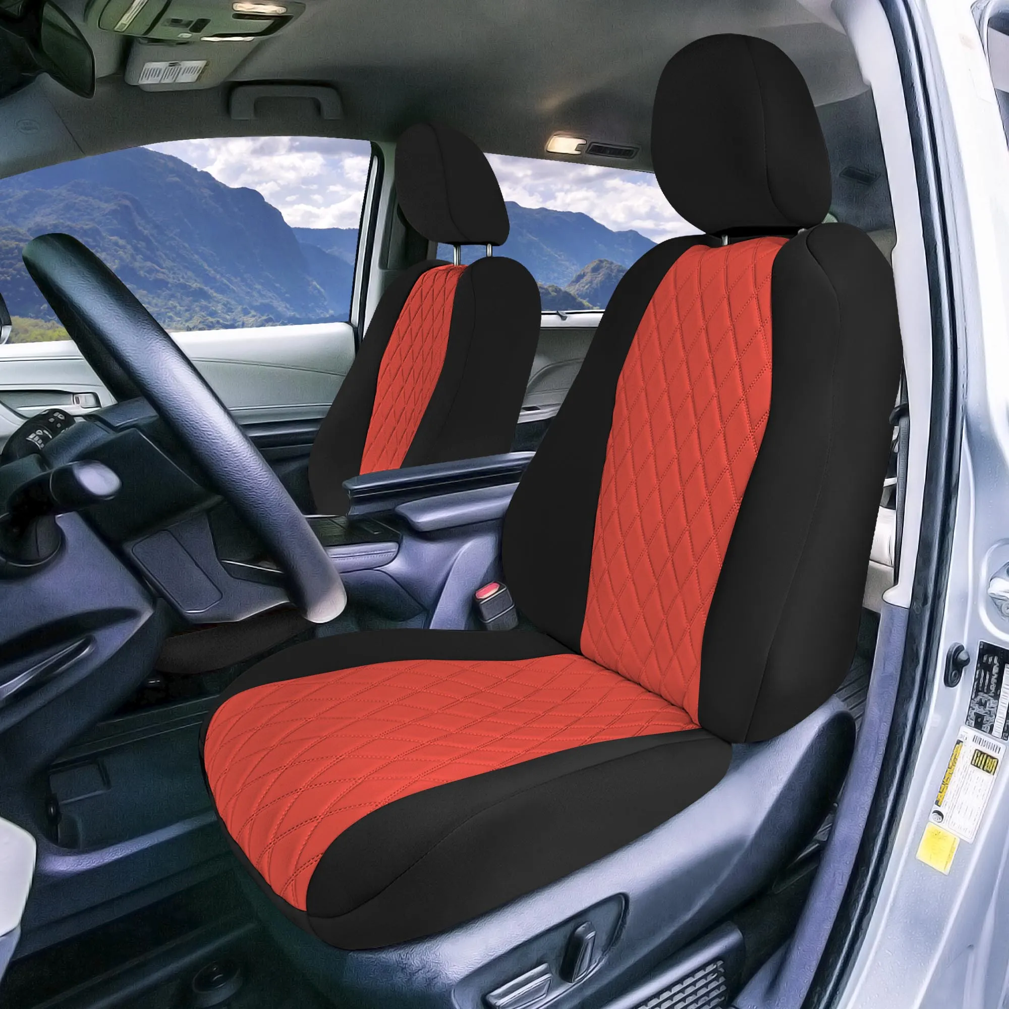 Toyota Sienna - 2021 - 2024 - Front Set Seat Covers - Red Ultraflex Neoprene