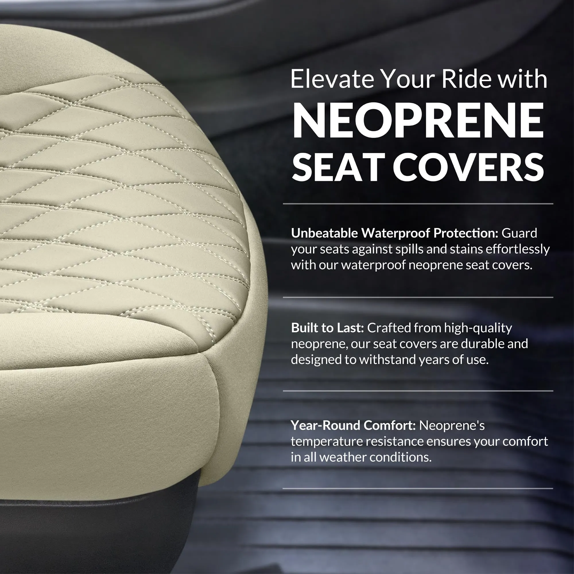 Toyota Sienna - 2021 - 2024 - Front Set Seat Covers - Solid Beige Ultraflex Neoprene