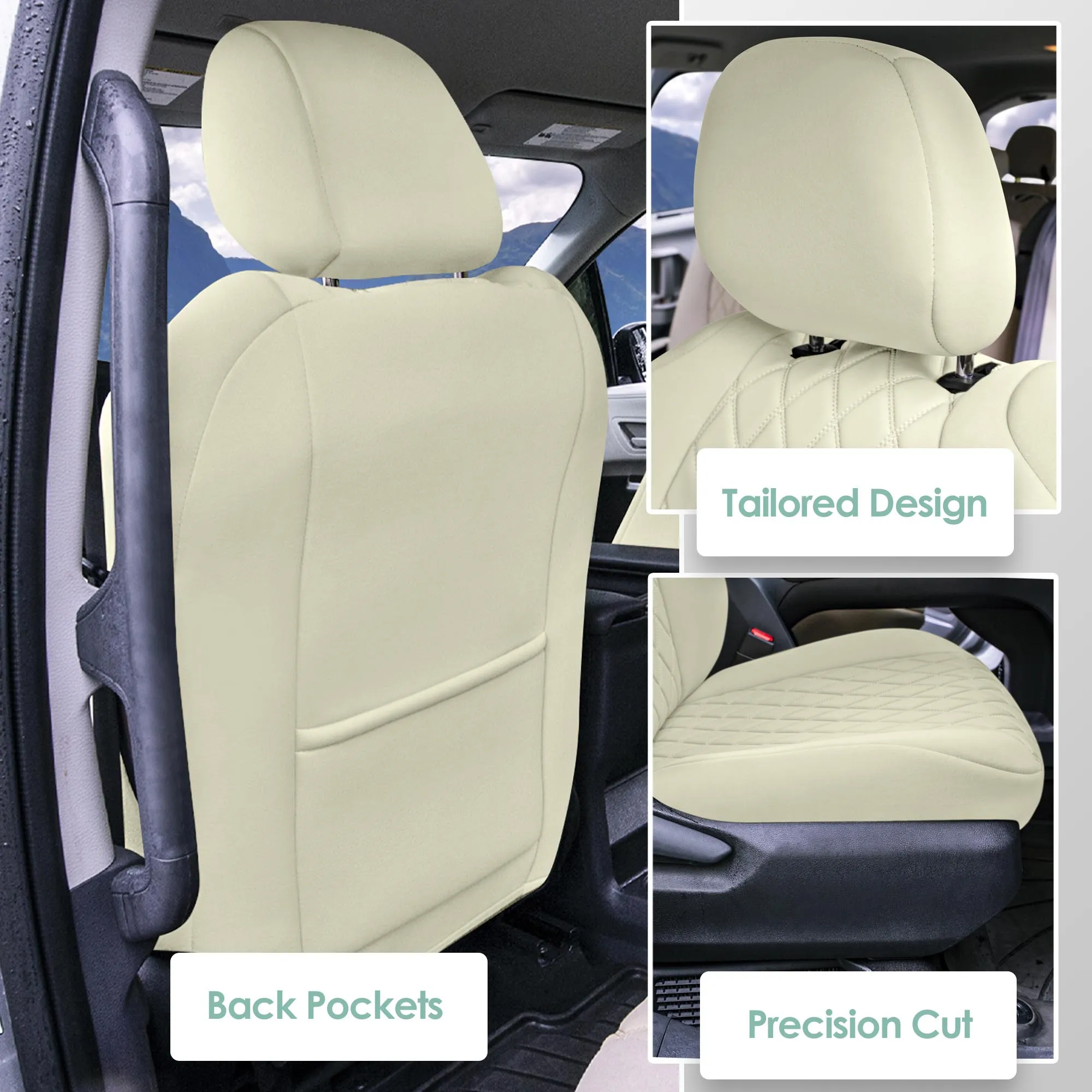 Toyota Sienna - 2021 - 2024 - Front Set Seat Covers - Solid Beige Ultraflex Neoprene