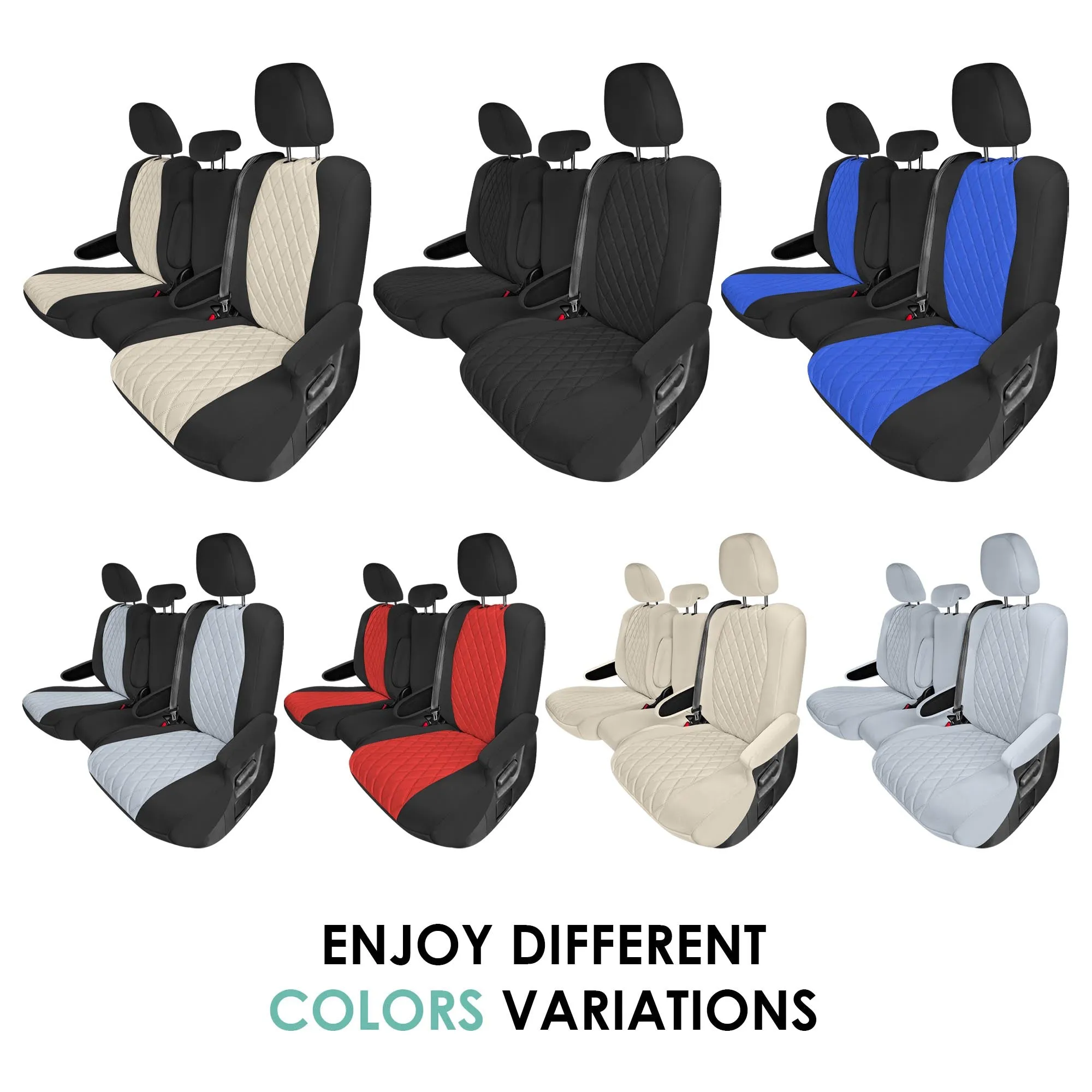 Toyota Sienna 8 Passenger 2011 - 2020 - 2nd Row Set Seat Covers - Red Ultraflex Neoprene