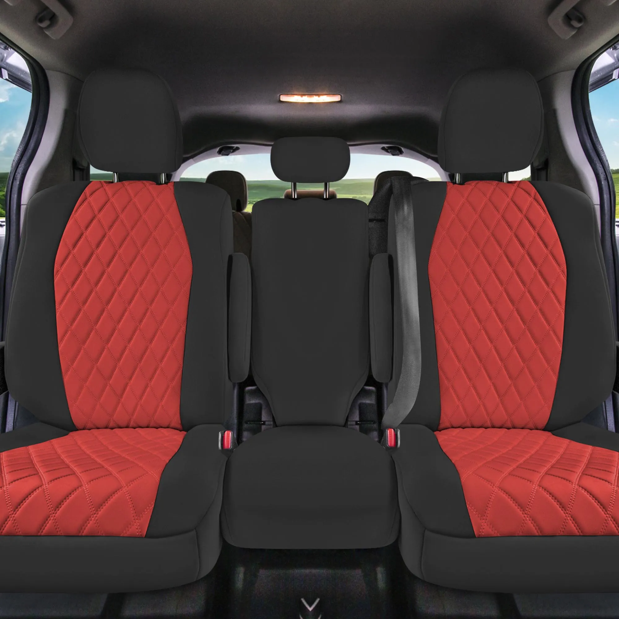 Toyota Sienna 8 Passenger 2011 - 2020 - 2nd Row Set Seat Covers - Red Ultraflex Neoprene