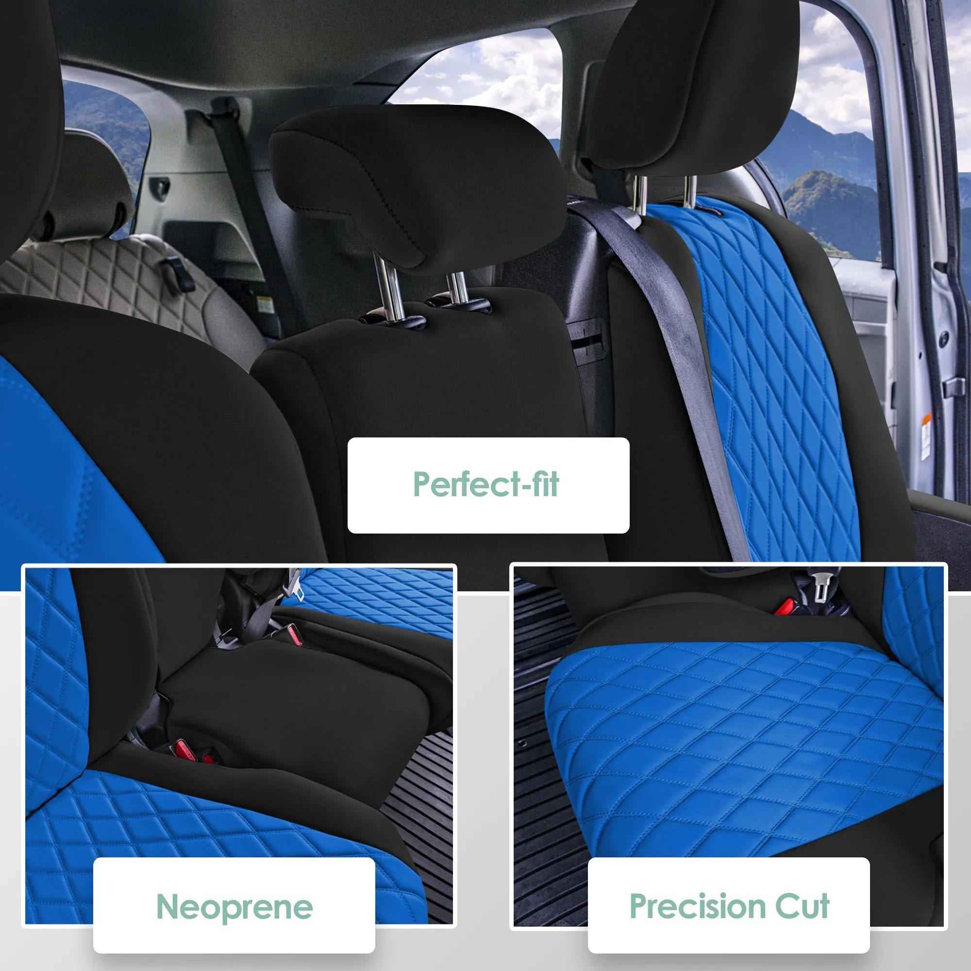 Toyota Sienna 8 Passenger - 2021 - 2024 - 2nd Row Set Seat Covers - Blue Ultraflex Neoprene