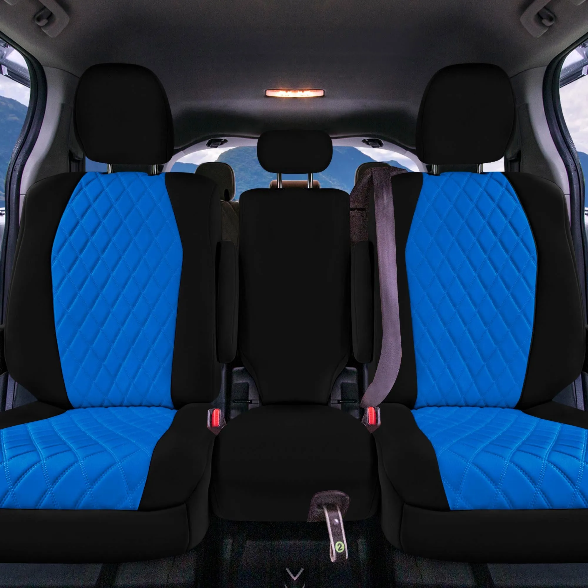 Toyota Sienna 8 Passenger - 2021 - 2024 - 2nd Row Set Seat Covers - Blue Ultraflex Neoprene