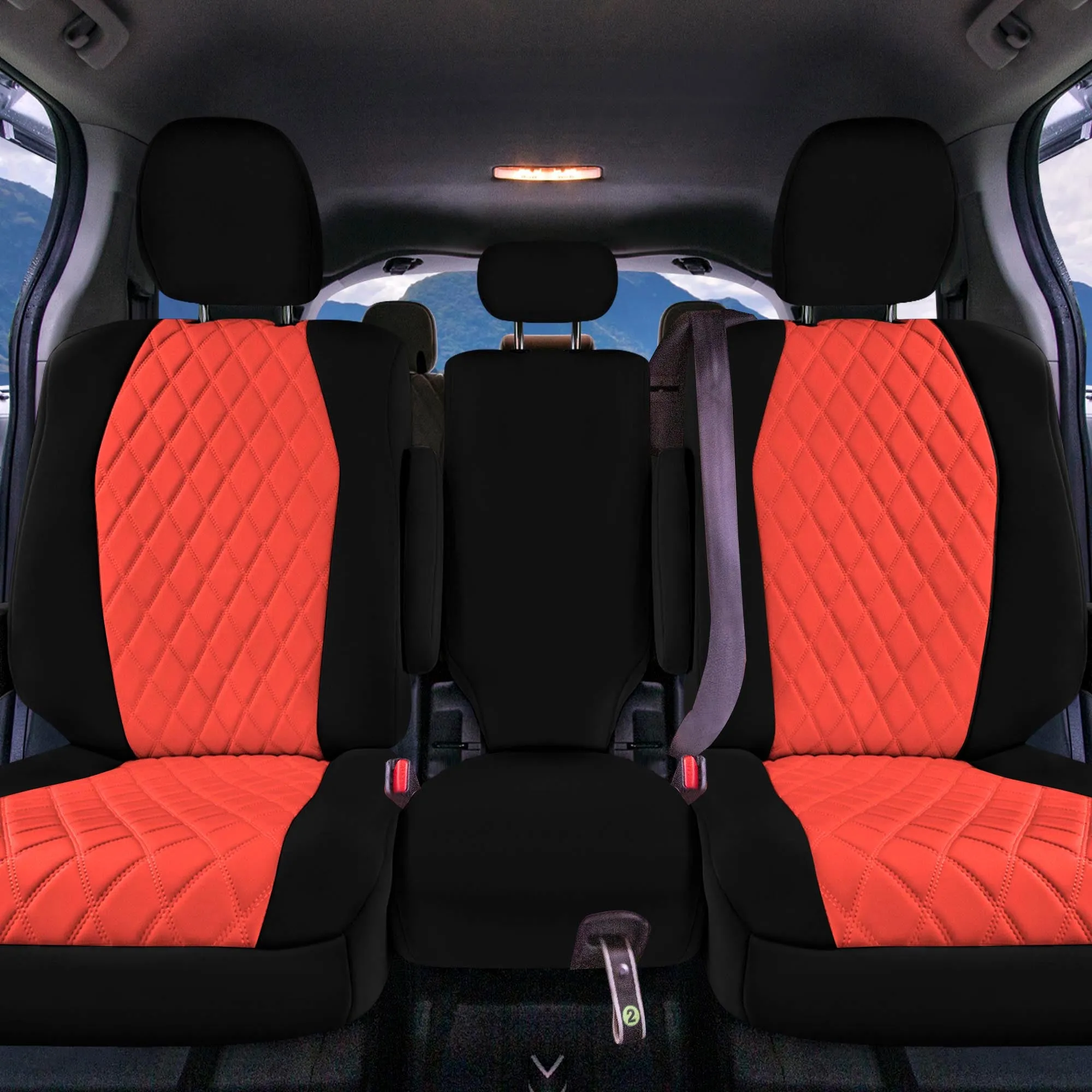 Toyota Sienna 8 Passenger - 2021 - 2024 - 2nd Row Set Seat Covers - Red Ultraflex Neoprene