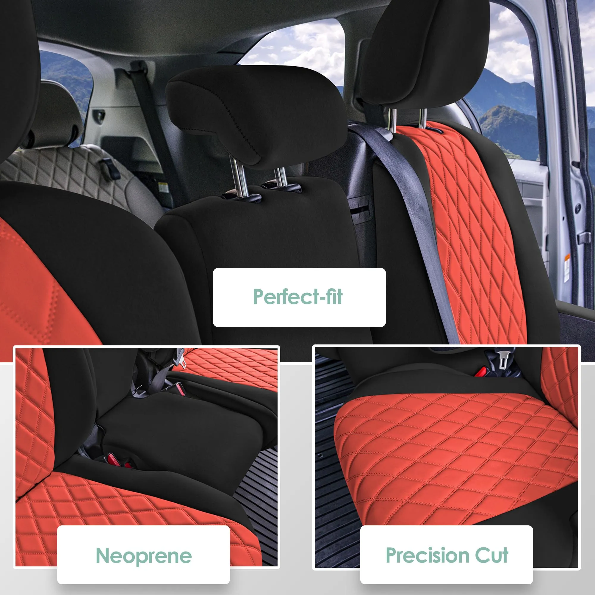 Toyota Sienna 8 Passenger - 2021 - 2024 - 2nd Row Set Seat Covers - Red Ultraflex Neoprene